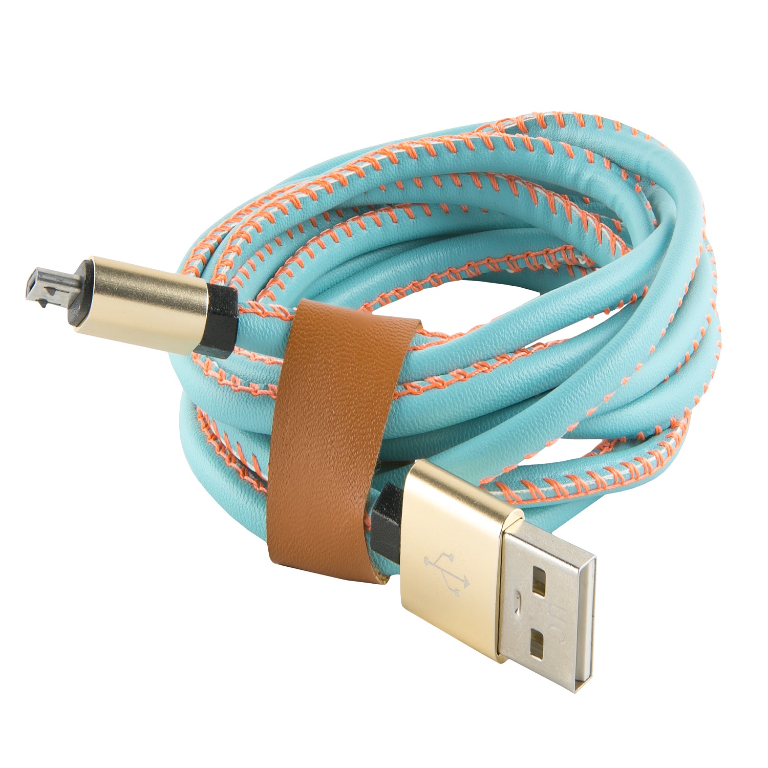 Дата-кабель RedLine USB - micro USB 2 метра оплетка экокожа синий - фото 1