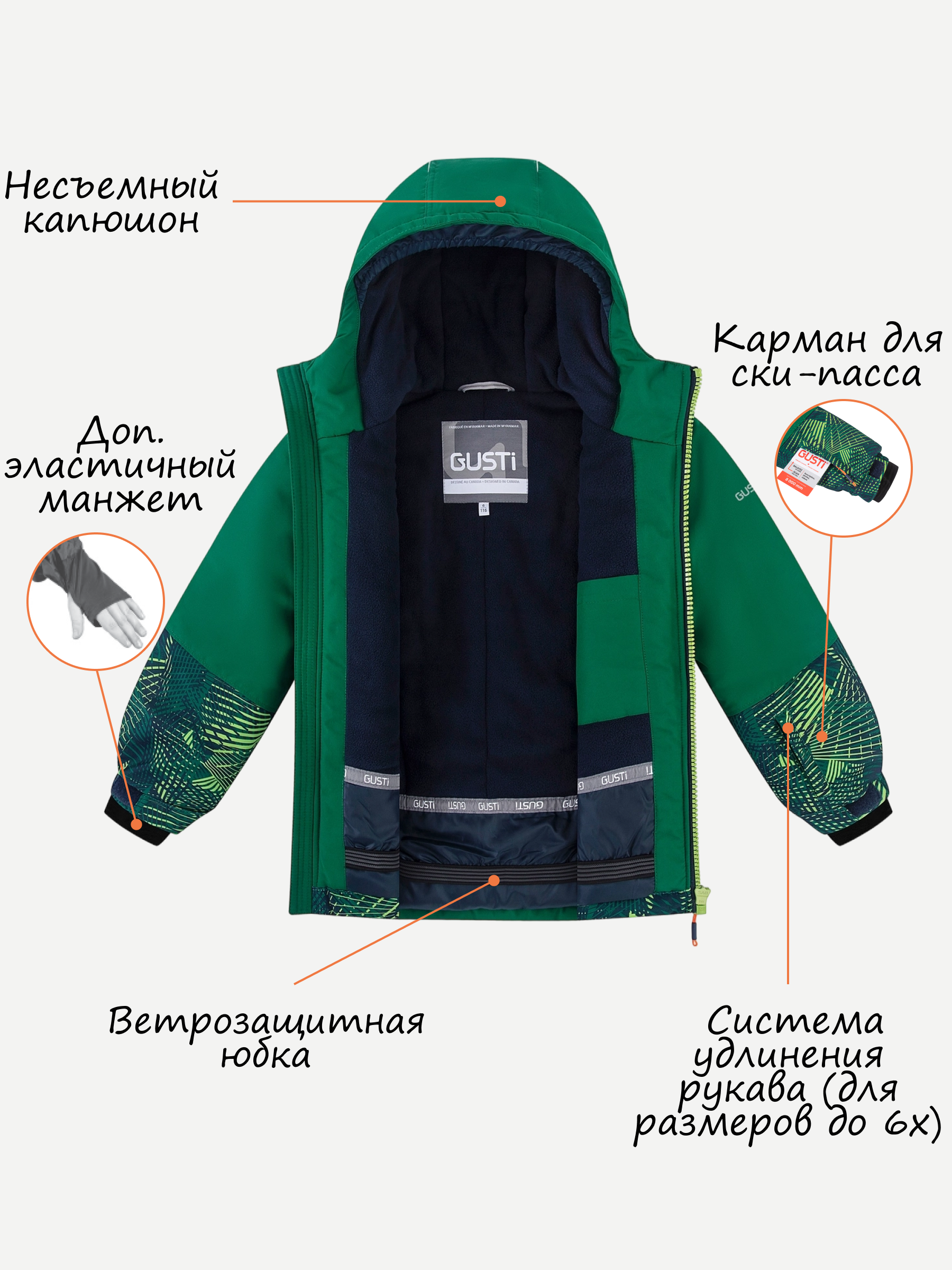 Куртка и полукомбинезон GUSTI GW4BS537-GREEN - фото 3