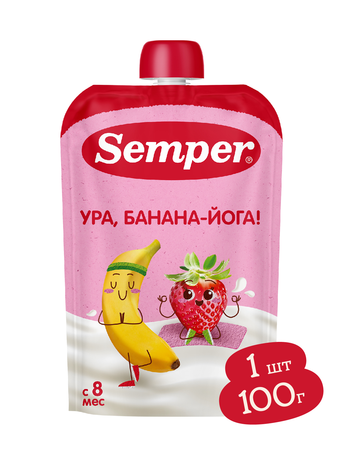 Пюре Semper Банан-клубника-йогурт с 8 мес 100 г - фото 2