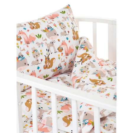 Комплект постельного белья Lemony kids в овальную кроватку Animals Белый 3 предмета