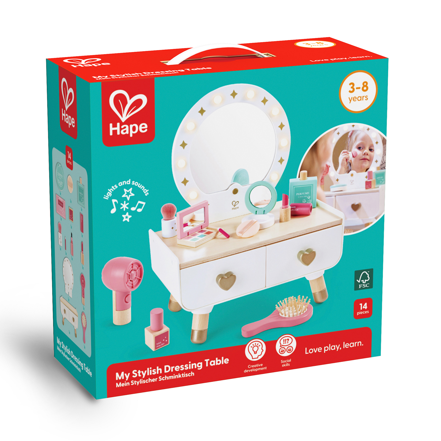 Игрушка Hape туалетный столик, фен, косметика - фото 12
