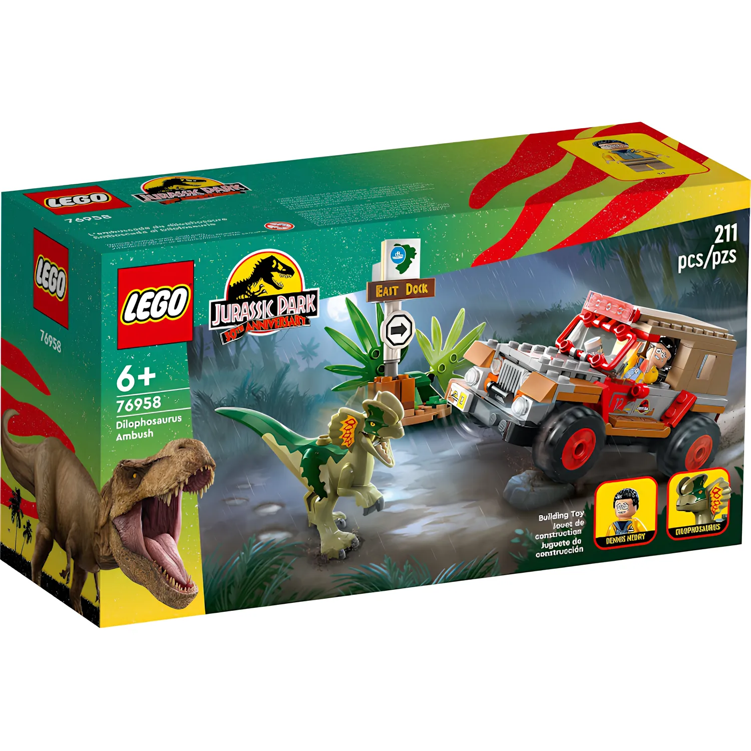 Изображение товара Конструктор LEGO Jurassic World 76958 Засада Дилофозавра с фигурами и джипом