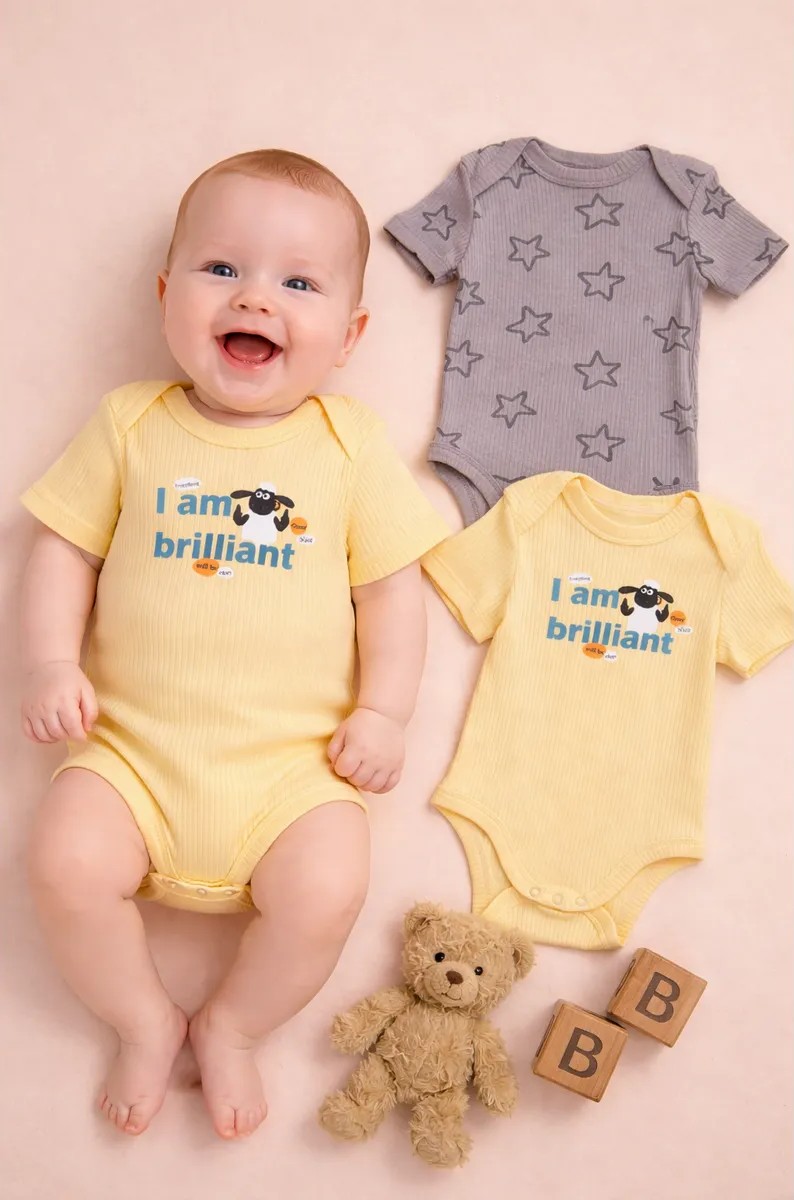 Боди 2 шт Mark Formelle (Марк Формэль) 13015-2/абрикосовый щербет +звездочки на сером - фото 2