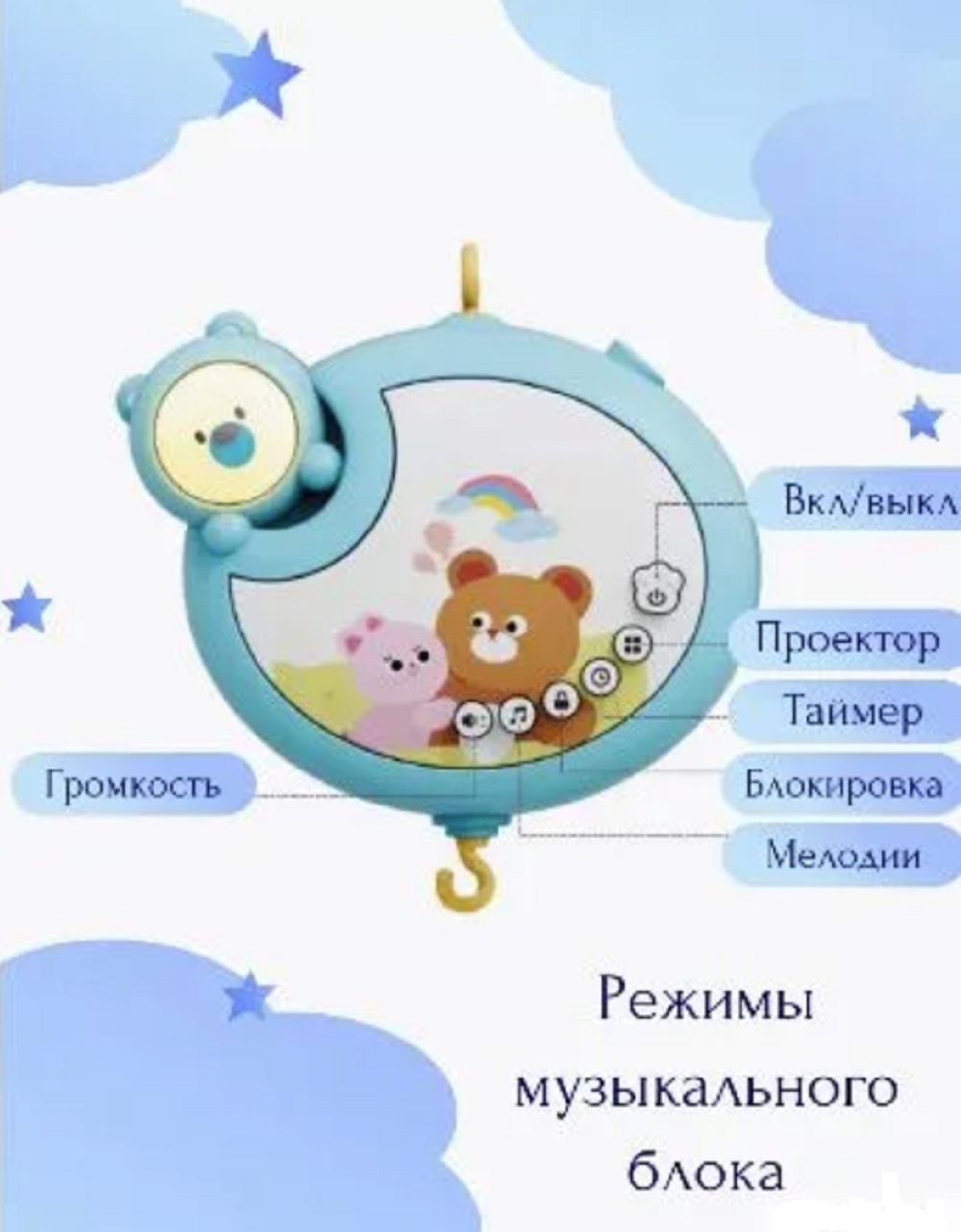 Мобиль ТОТОША карусель с проектором и музык - фото 9