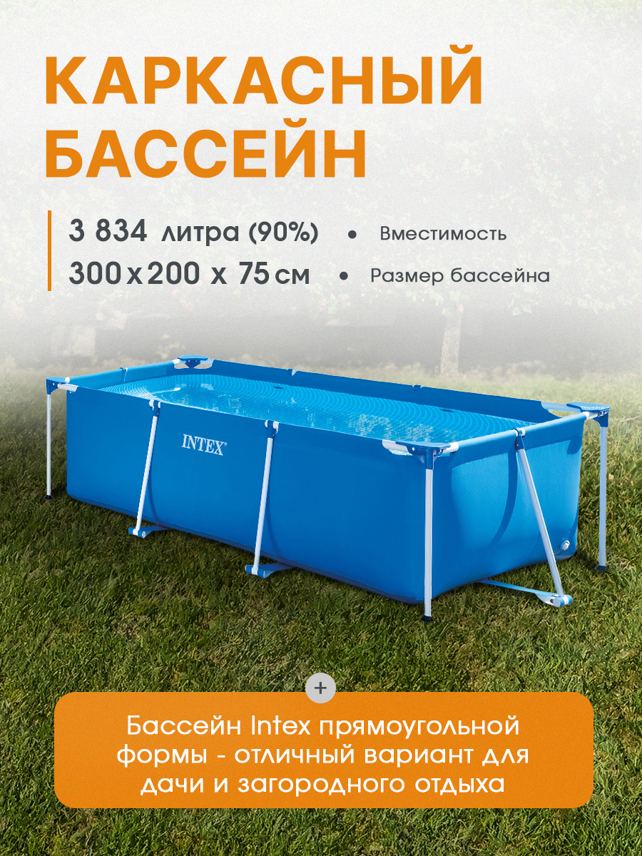 Бассейн Intex Каркасный прямоугольный / 300х200х75 см - фото 2