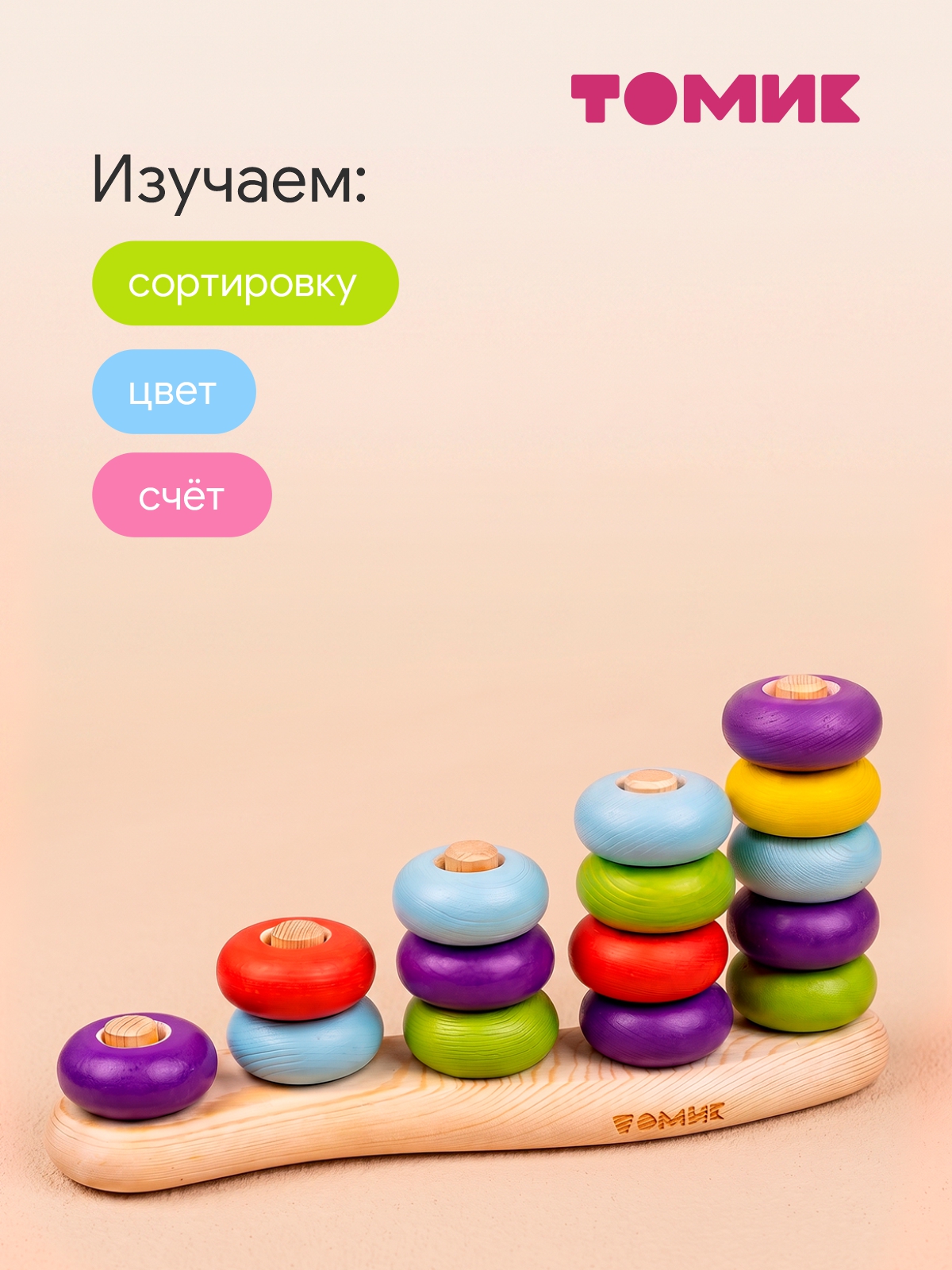 Игрушка Томик сортер Цветные колечки - фото 4