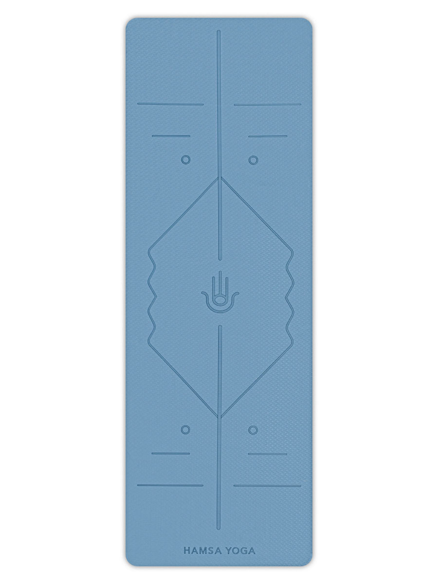 Коврик для йоги и фитнеса Hamsa Yoga TPE 183х61х0.6 см синий - фото 6