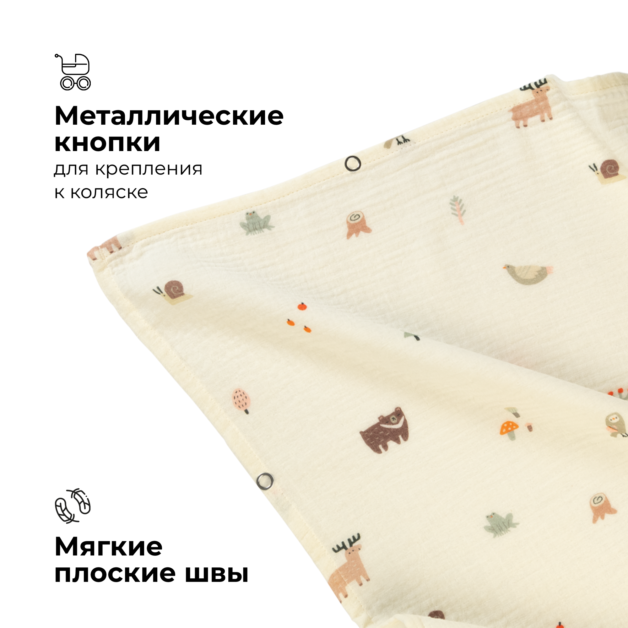 Пеленка муслиновая BUBA KIDS Заповедный лес 115х115 см 1 шт - фото 3