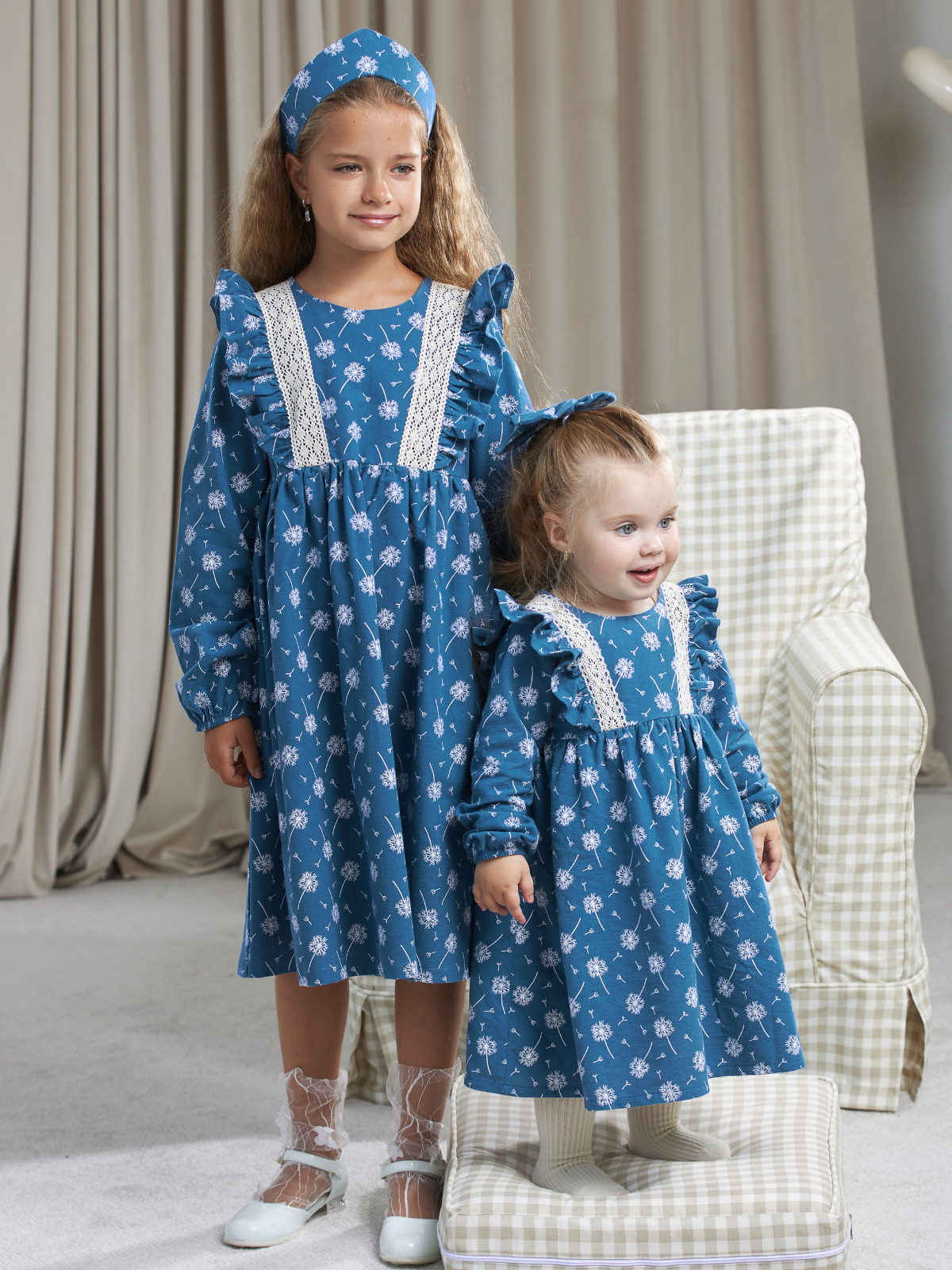 Платье MOUN платье_фланель/кружево_одуван.голуб - фото 2