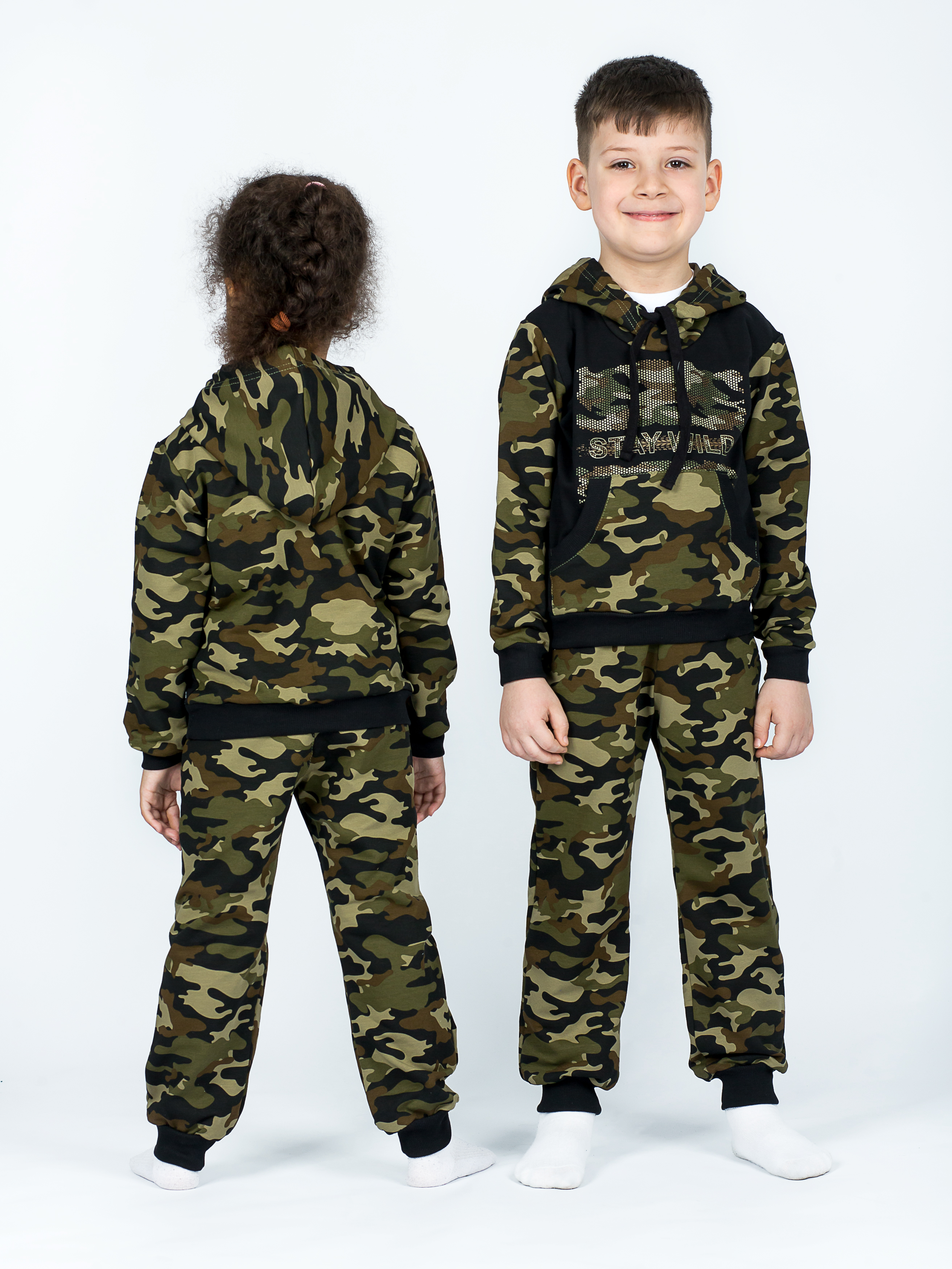 Костюм спортивный KiMMi Baby КБ-1308747 хаки черный милитари - фото 26