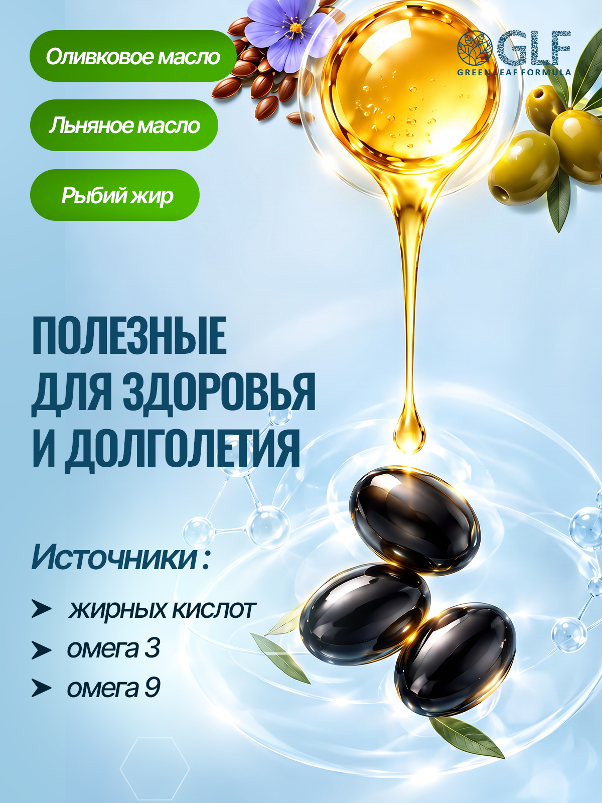 Витамины для сердца и сосудов Green Leaf Formula для мозга и нервной системы для спорта 790 мг 60 капсул - фото 5