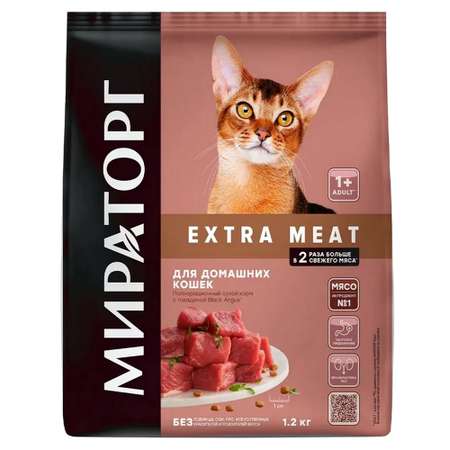 Корм сухой WINNER полнорационный с говядиной Black Angus для домашних кошек от 1 года 1200 г