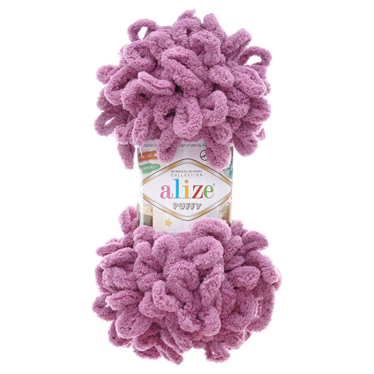 Пряжа для вязания Alize puffy 100 г 9 м микрополиэстер фантазийная плюшевая 28 ярко-сухая роза 5 мотков - фото 5