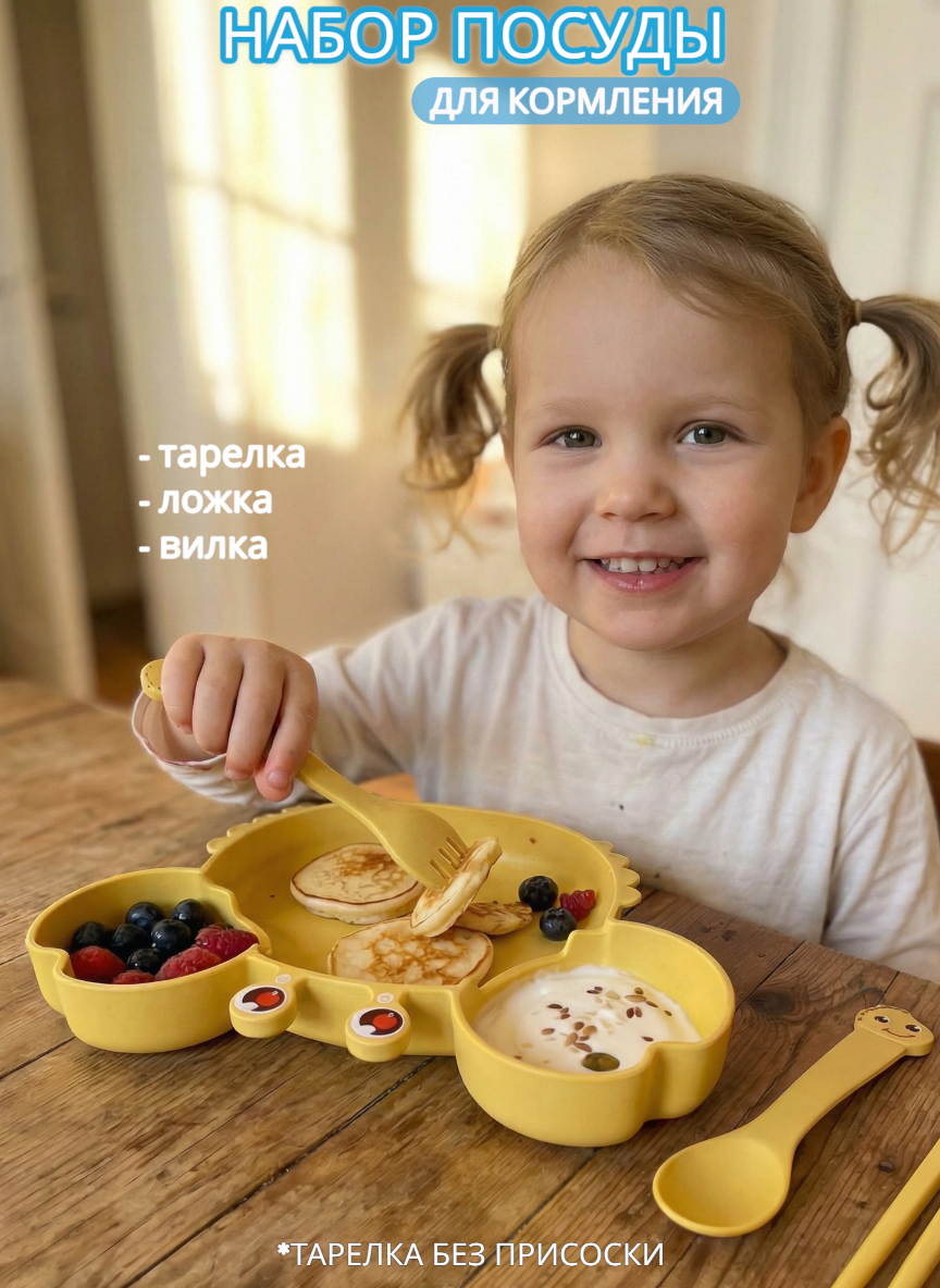 Изображение товара Набор детской посуды Добрый Филин Крабик 4 предмета для малышей яркий и безопасный