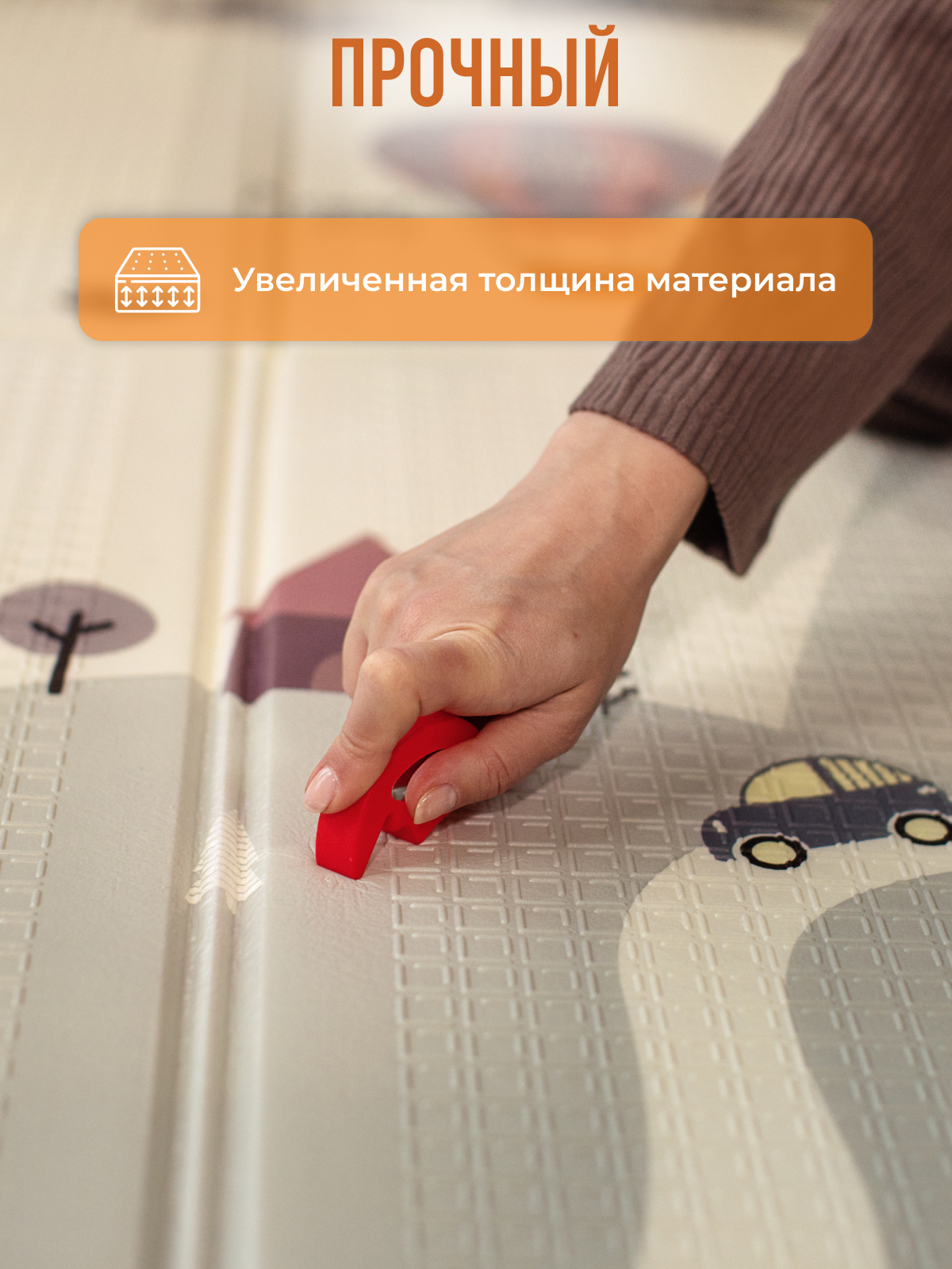 Развивающий коврик детский Mamagoods для ползания складной игровой 180х200 см Горы и зверята - фото 10