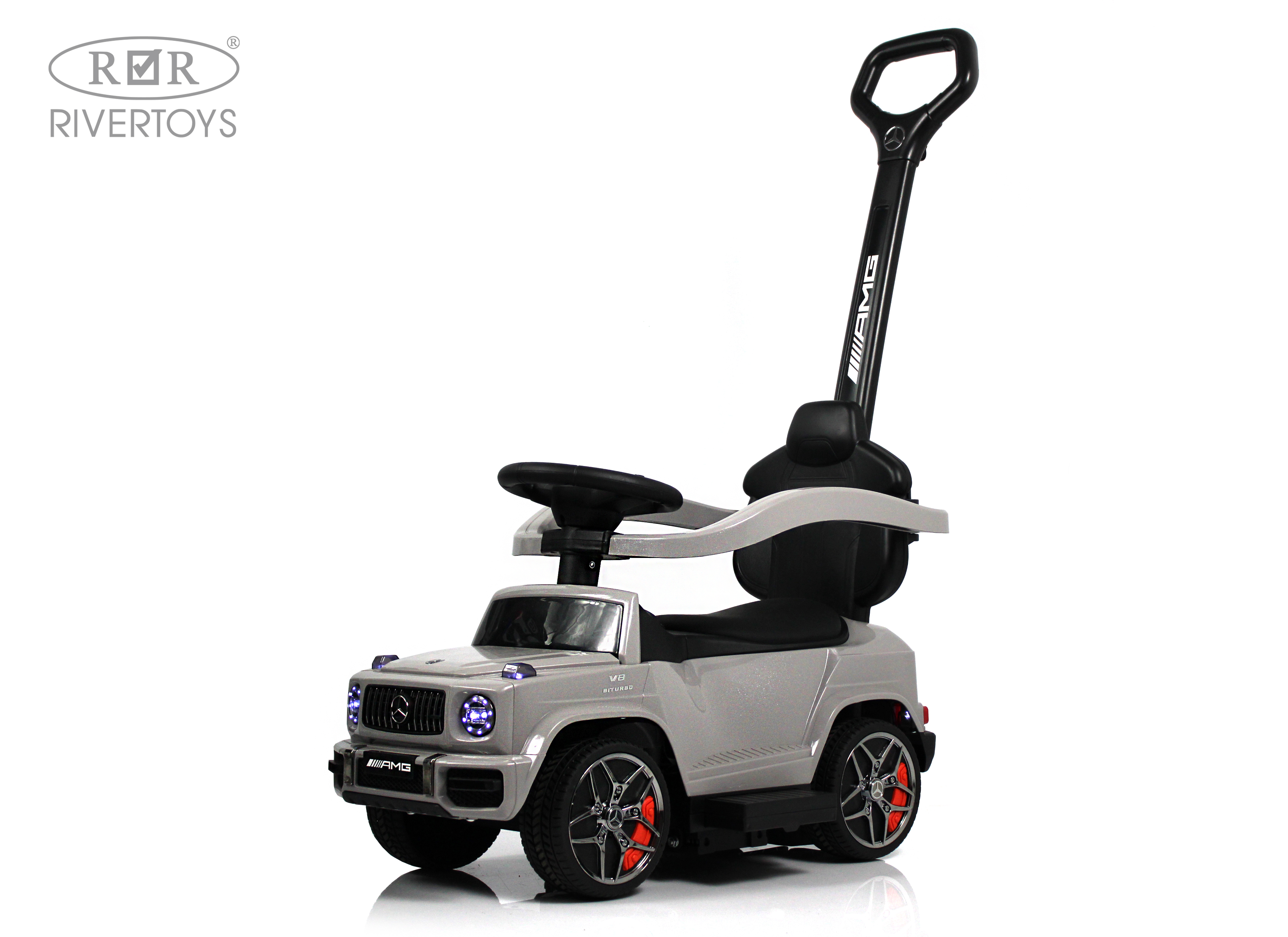 Каталка RIVERTOYS Mercedes-Benz G63 Grey Diamond серый - фото 16