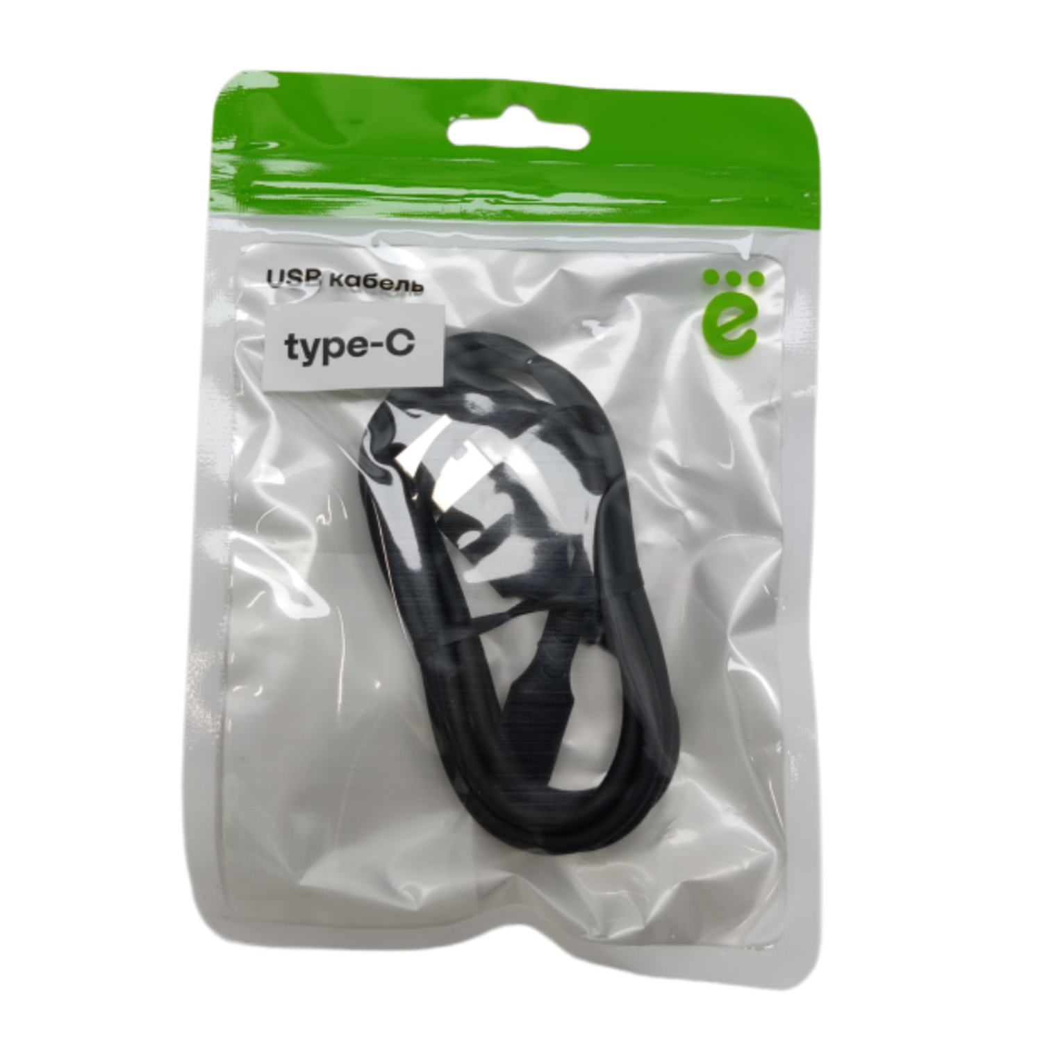 USB кабель ё type-C 1м Черный - фото 1