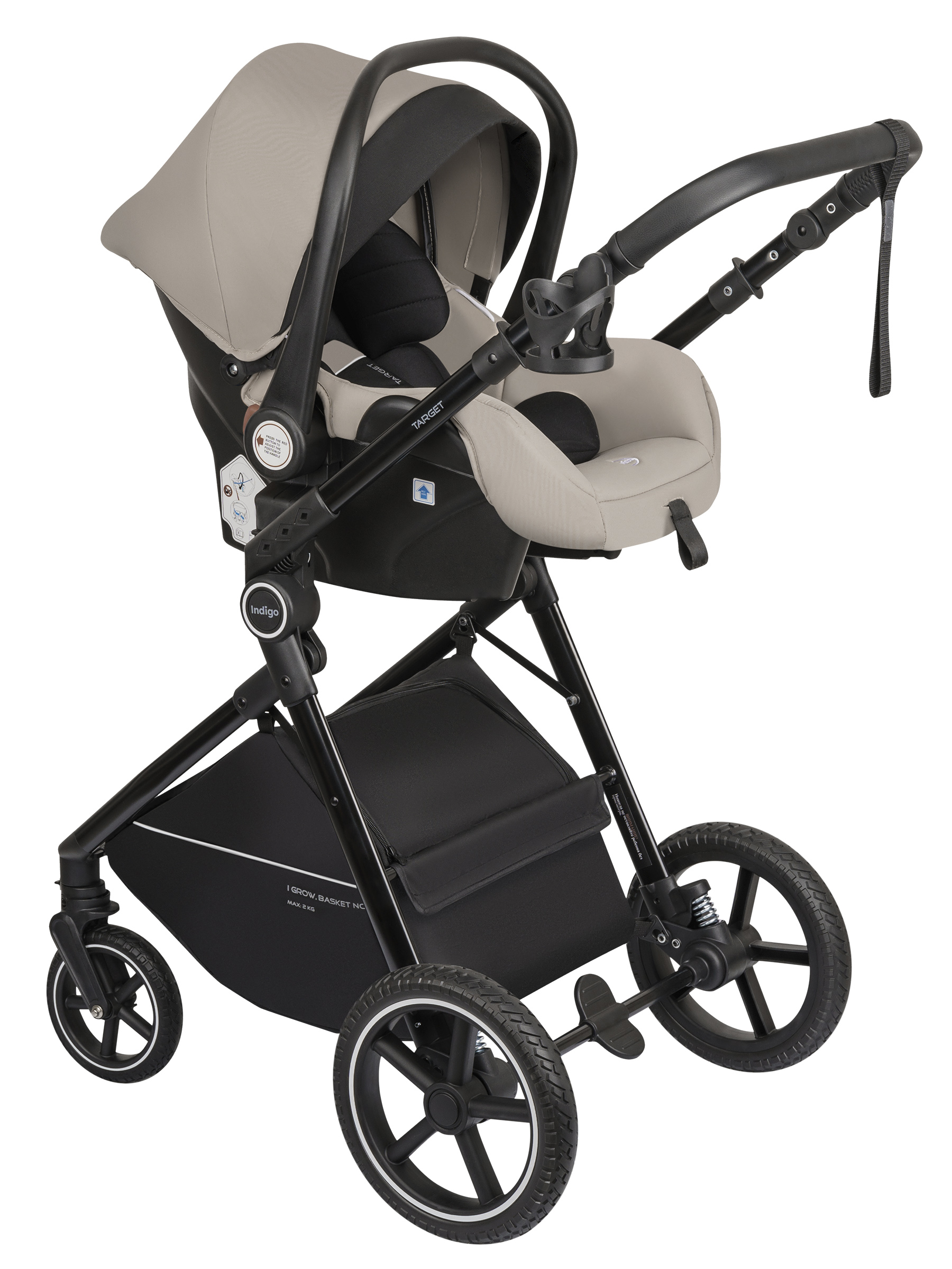 Коляска трансформер Indigo TARGET 3в1 бежевый - фото 22