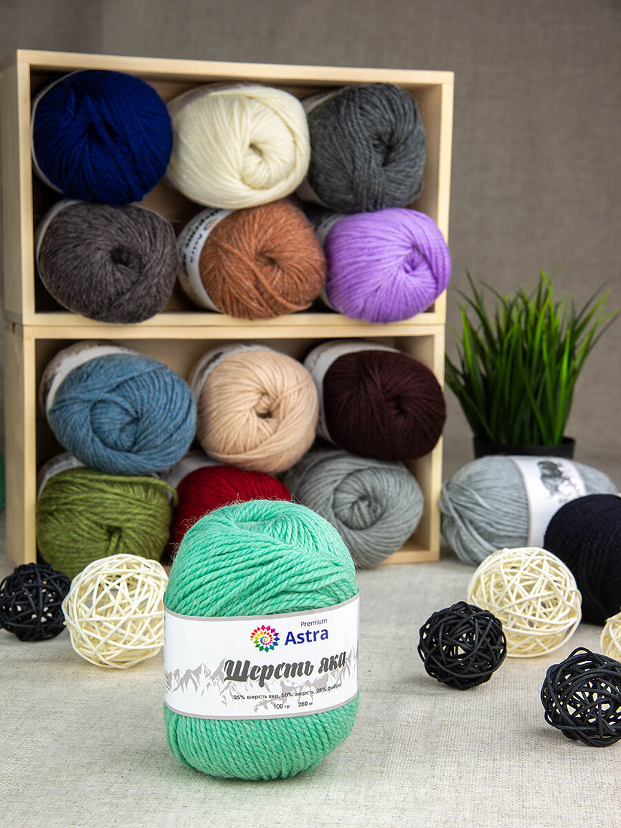 Пряжа Astra Premium Шерсть яка Yak wool теплая мягкая 100 г 120 м 02 мятный 2 мотка - фото 12
