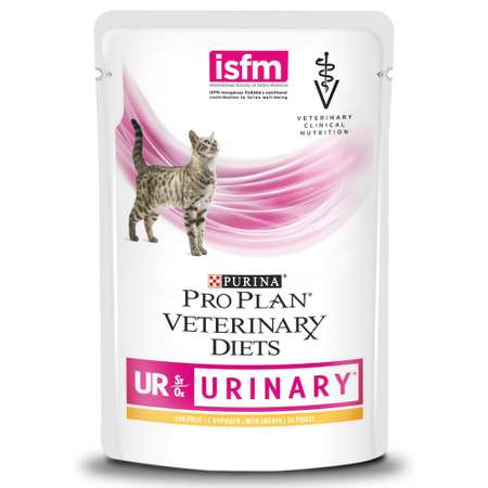 Корм для кошек Purina Pro Plan Veterinary diets UR St/Ox взрослых при болезни нижних отделов мочевыводящих путей курица пауч 85г