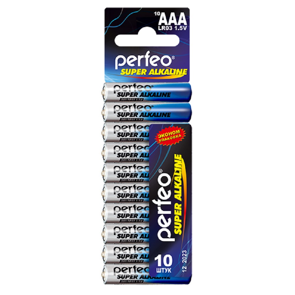 Батарейки Perfeo Super Alkaline щелочные ААА 10SH CARD - фото 1