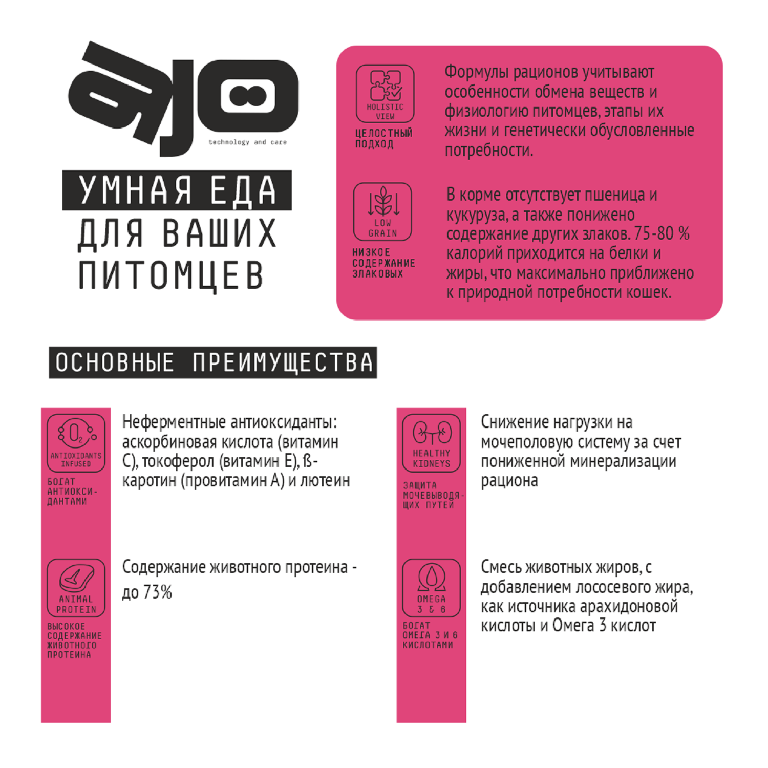 Корм для кошек AJO 400г длинношерстных здоровая кожа и красивая шерсть с лососем и индейкой - фото 6
