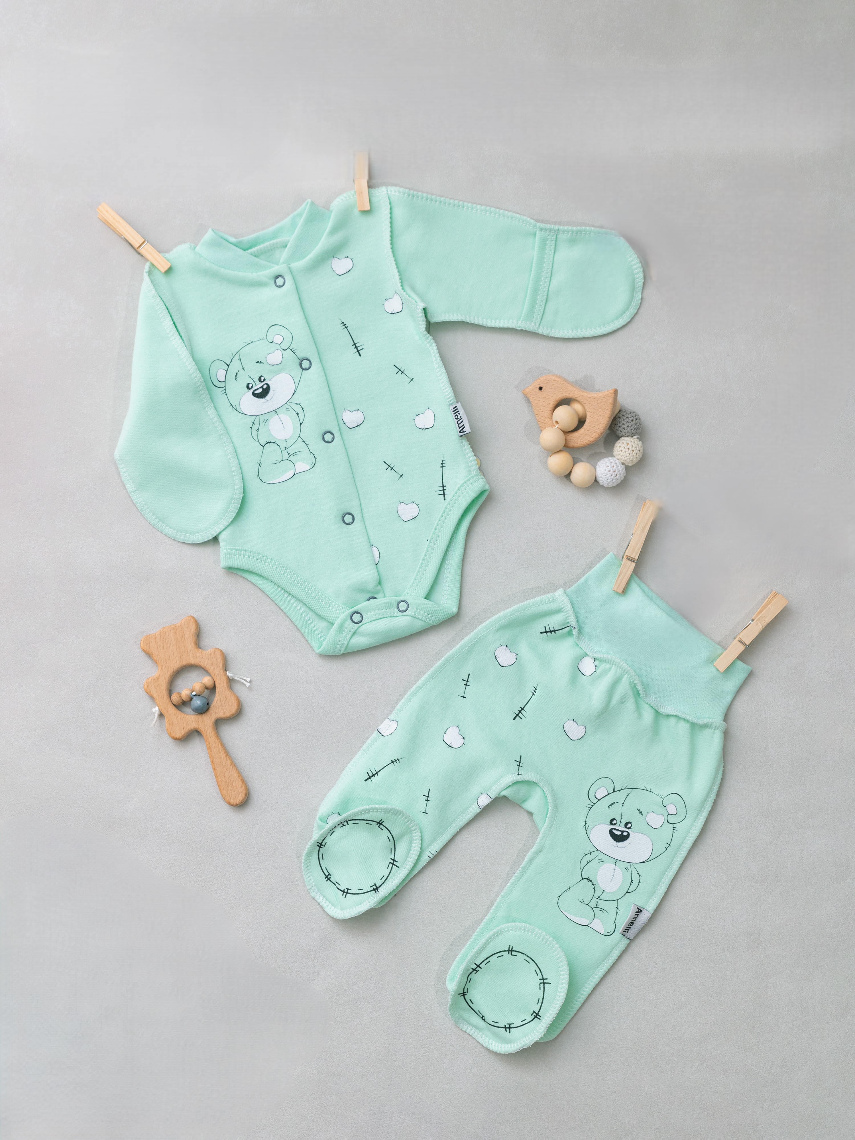 Боди и ползунки Amelli 290.140.0.293.055;230.005.0.293.055зел - фото 1