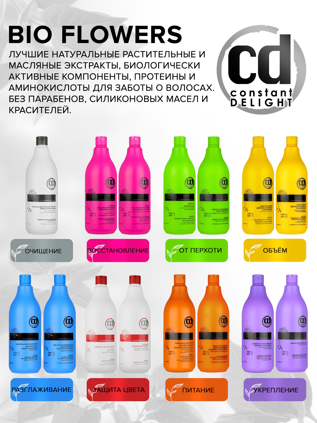 Шампунь Constant Delight Bio Flowers бивалентный 1000 мл - фото 8