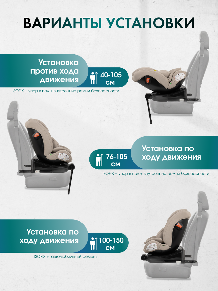 Автокресло Costa YB108А Isofix 0+/1/2/3 (0-36 кг) бежевый - фото 2