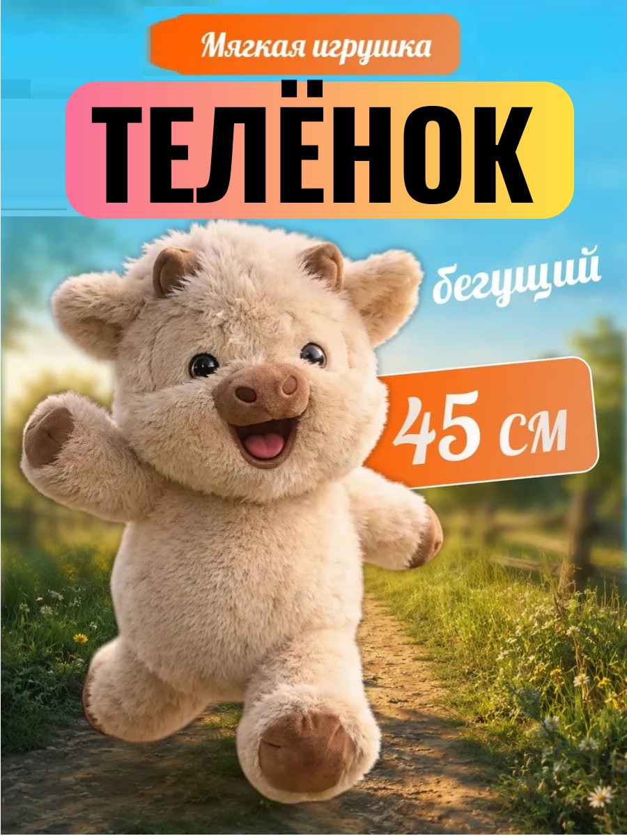 Мягкая игрушка ТОТОША Бегущий теленок 45 см - фото 1