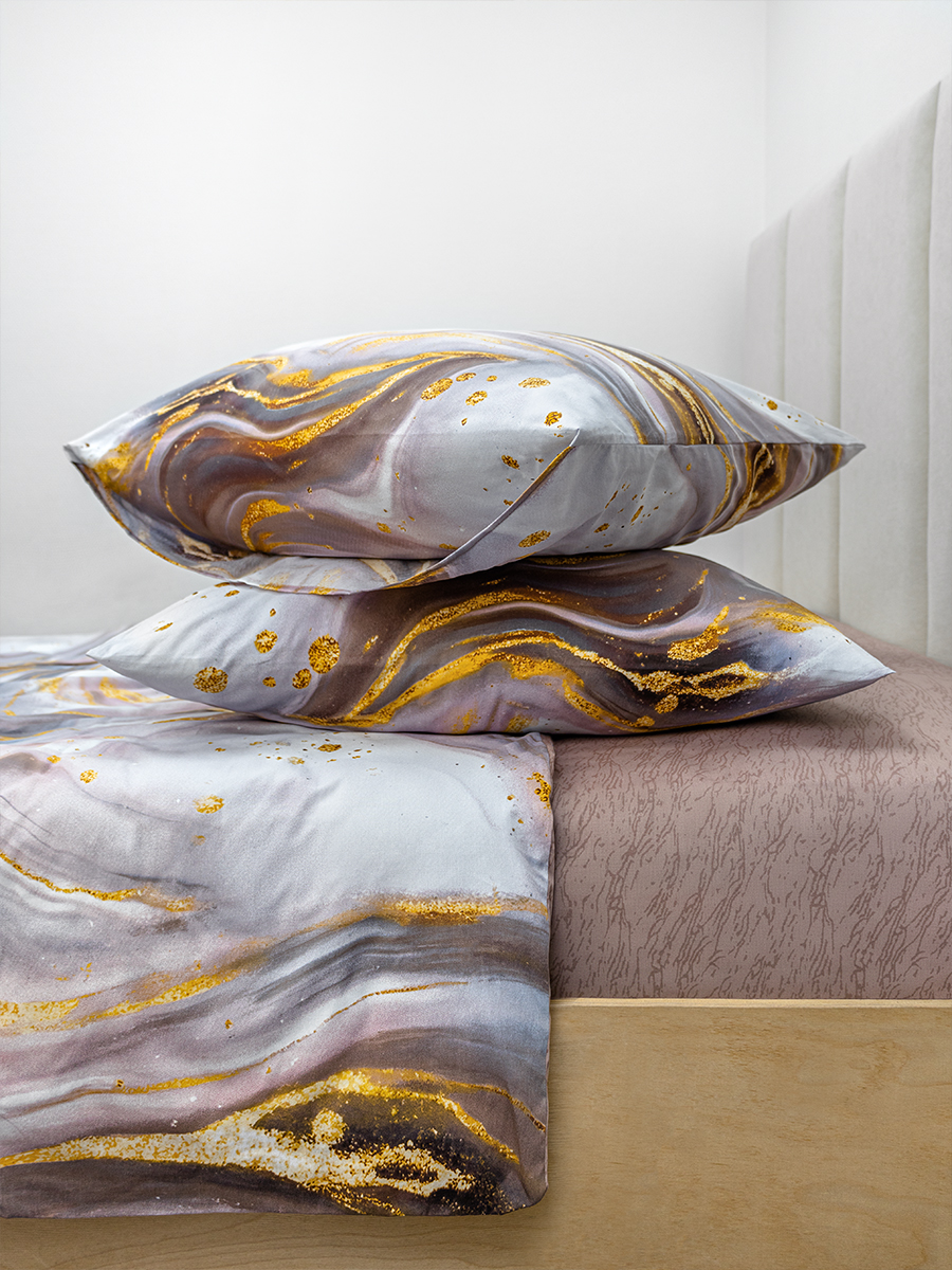 Комплект постельного белья для SNOFF Вэйв сатин семейный 5 предм. - фото 13