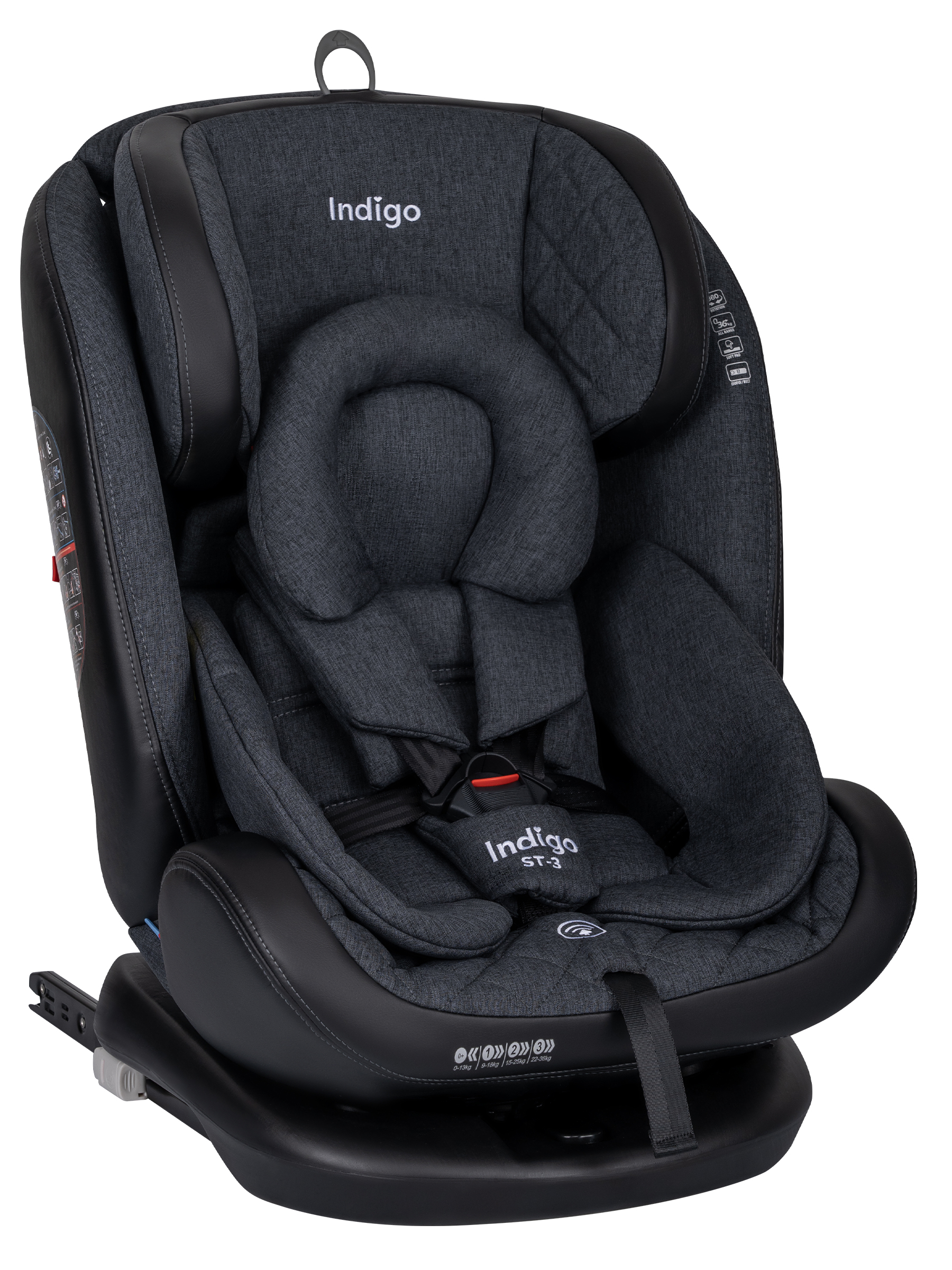 Автокресло Indigo Aero, темно-серый лен Isofix 0+/1/2/3 (0-36 кг) - фото 1