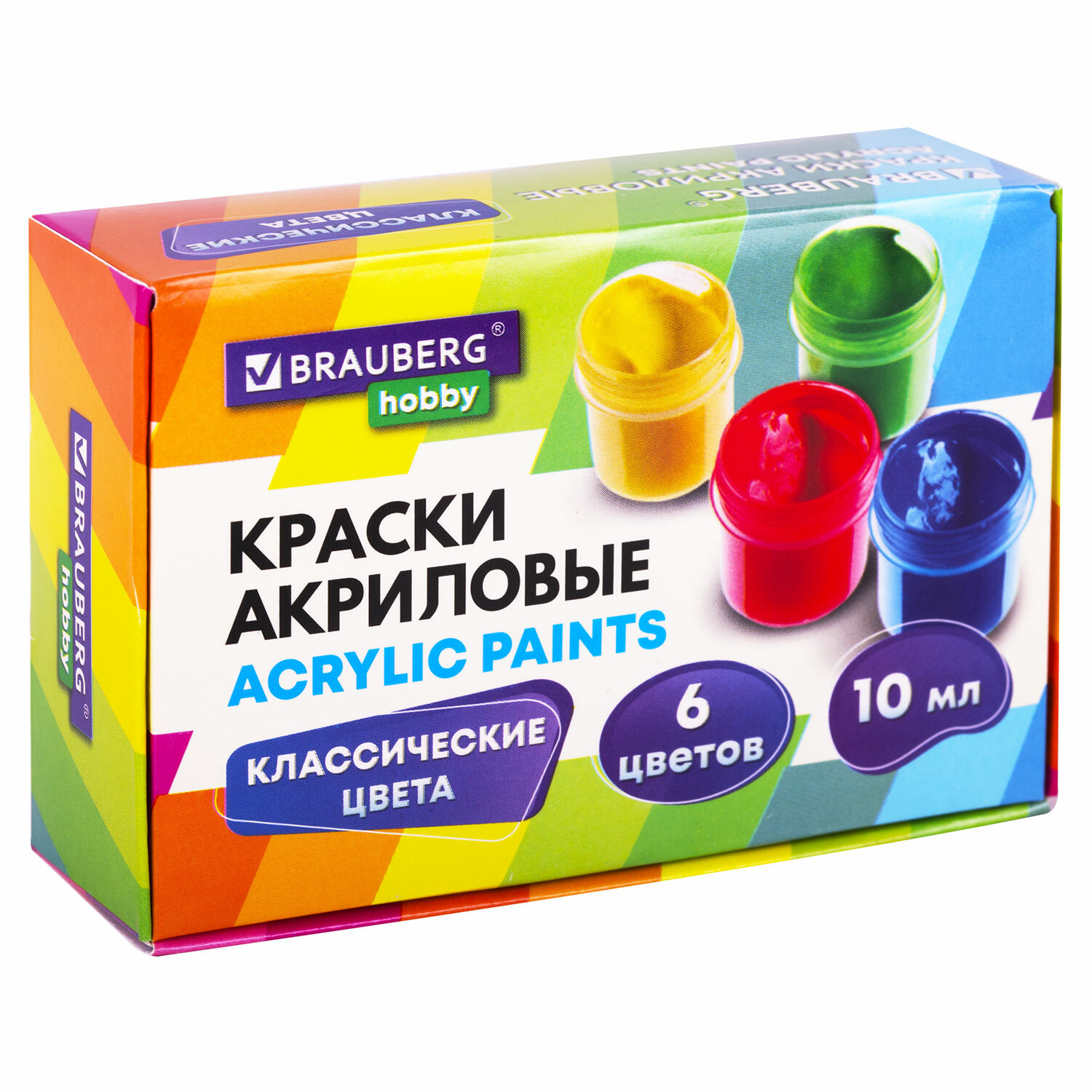 Краски акриловые Brauberg 6 цв. - фото 4