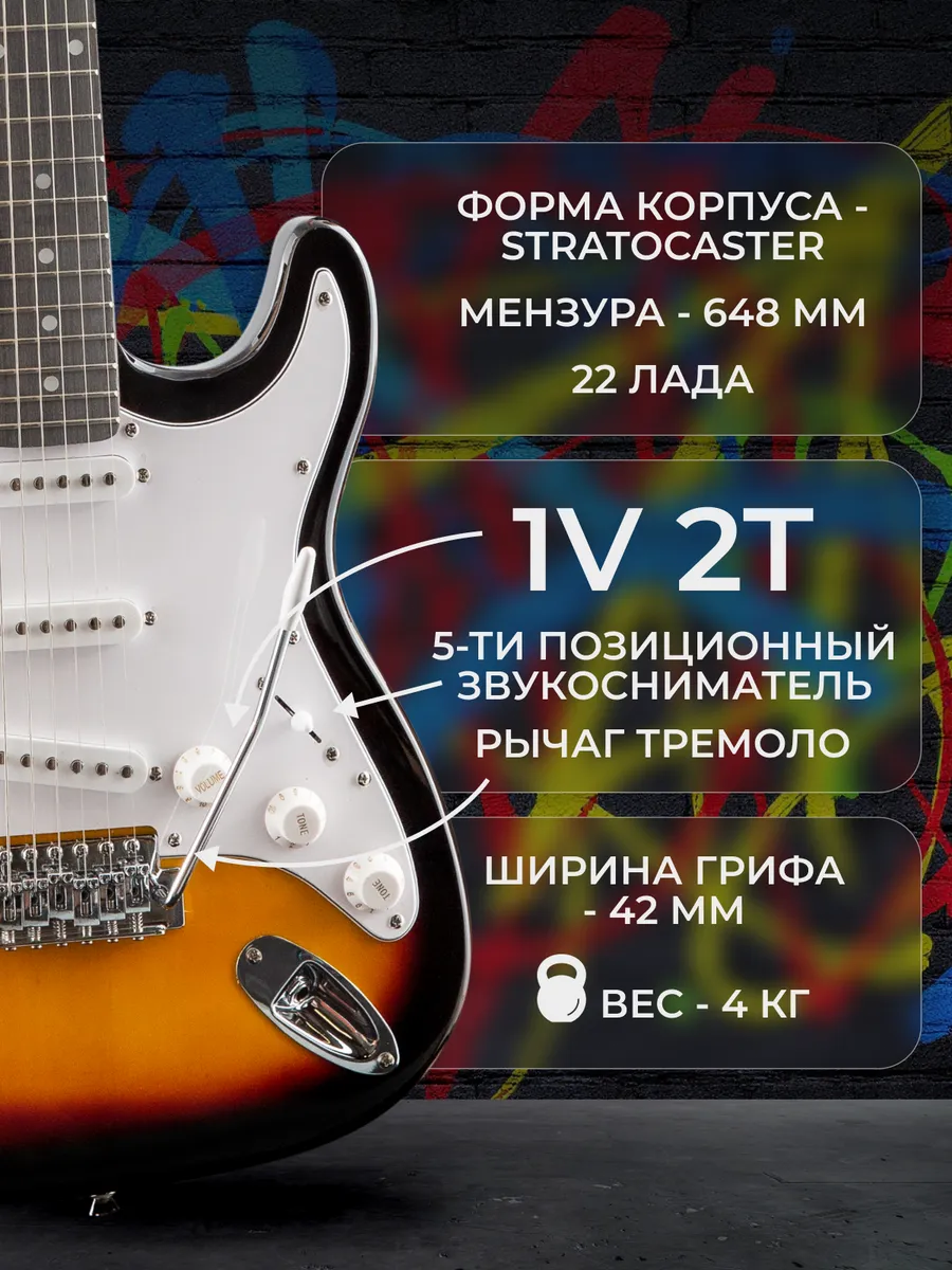 Игрушка музыкальная Terris TPACK-1 SB электрогитара - фото 6