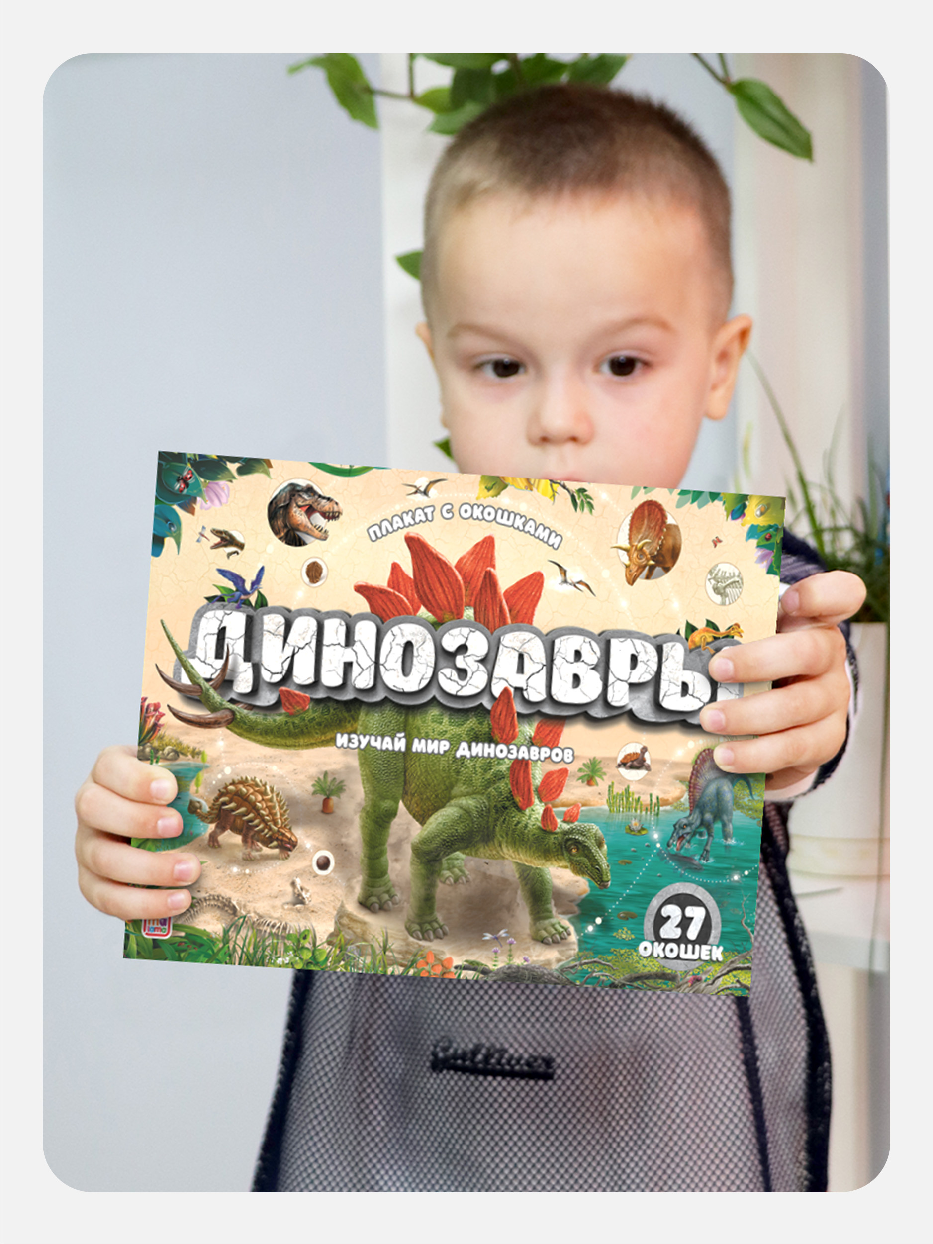 Книга с окошками Malamalama Плакат на стену Динозавры Энциклопедия - фото 6