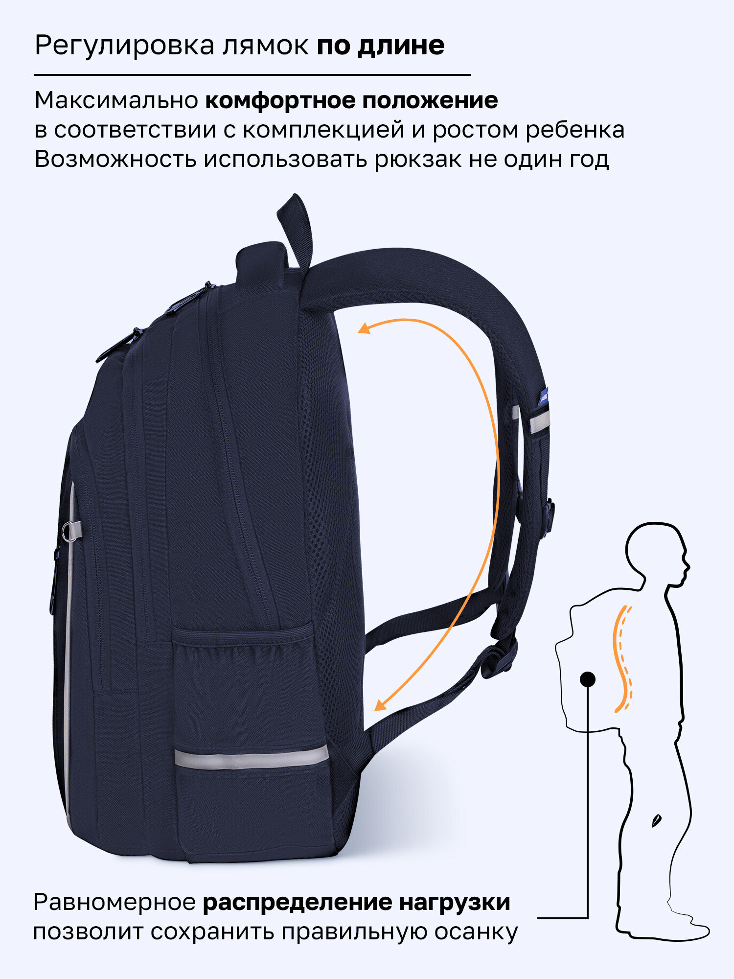 Рюкзак Brauberg темно-синий - фото 4