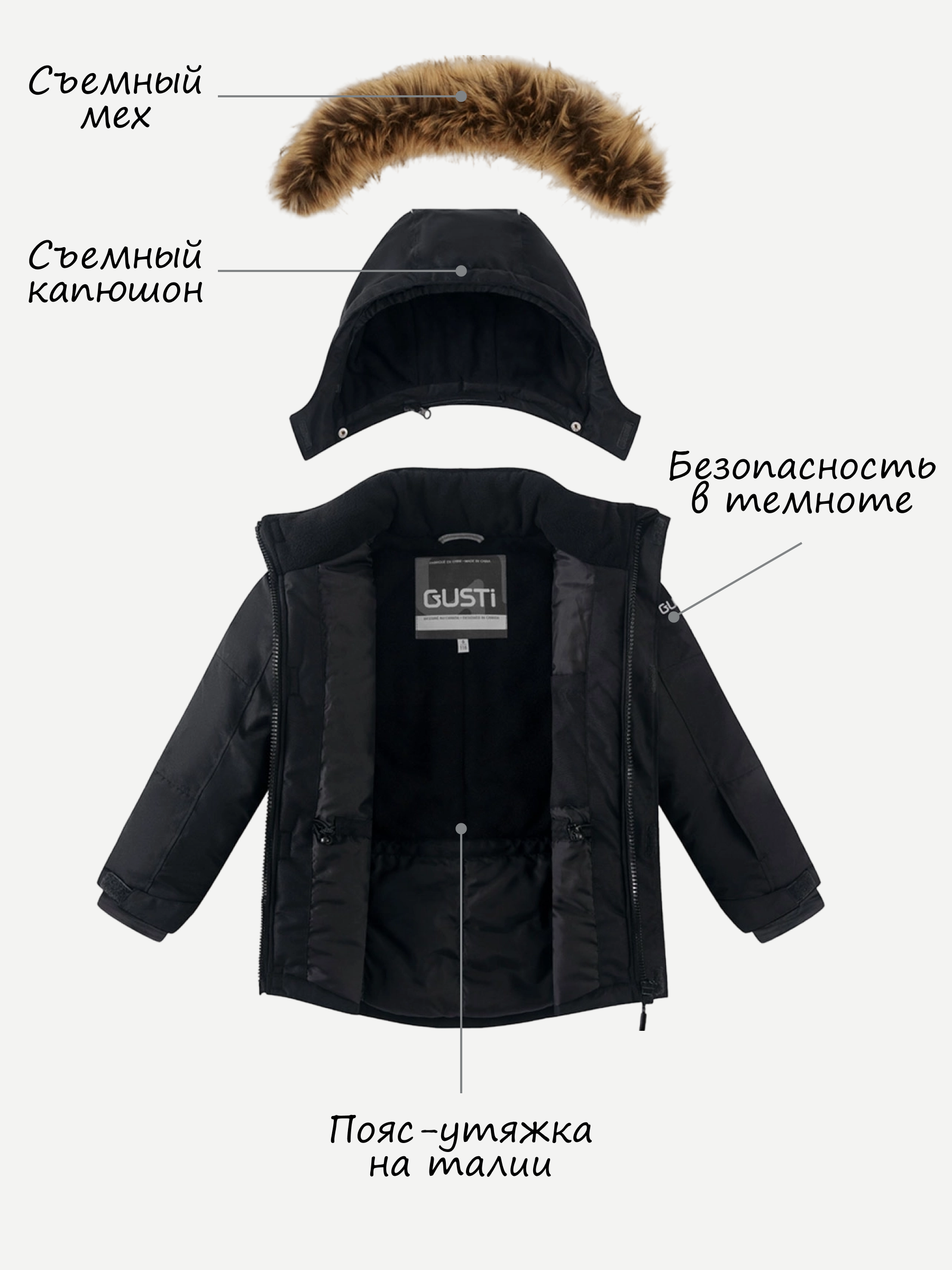 Парка GUSTI GW5BJ538-BLACK - фото 4