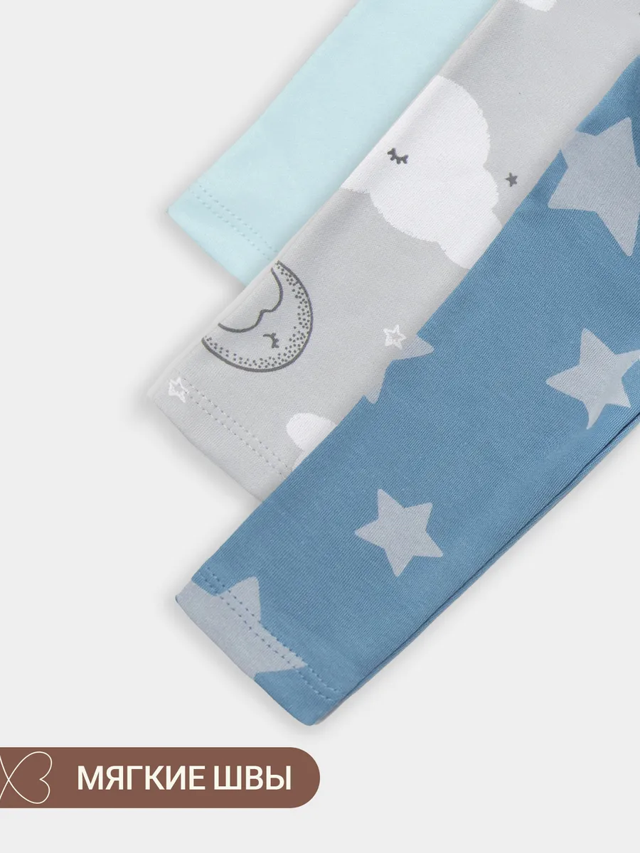 Боди 3 шт Mark Formelle (Марк Формэль) 13016-3/голубой +облака на сером +звезды на сине -сером - фото 7