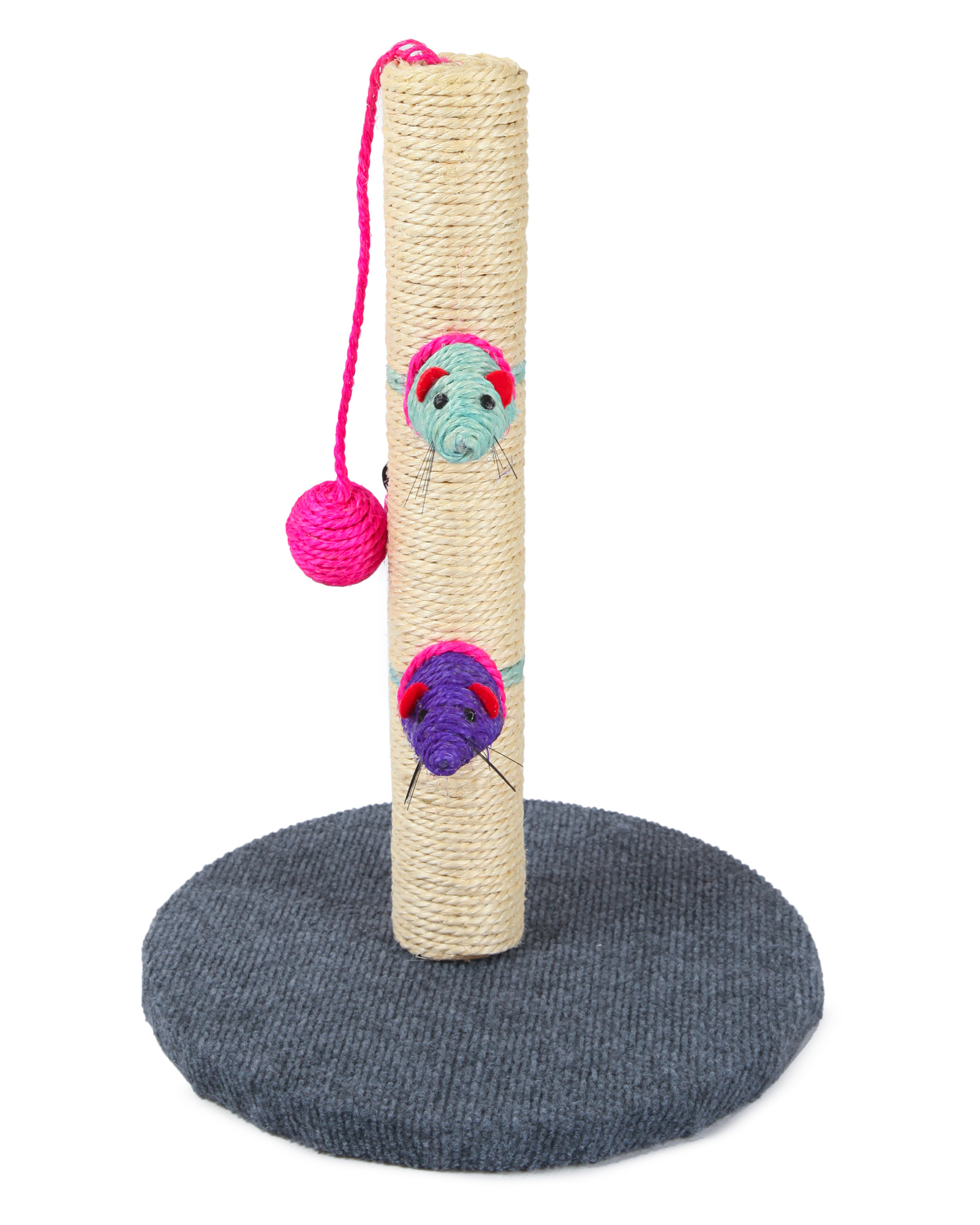 Когтеточка для кошек Barbaks Столбик из джута с игрушкой 40*28*28см - фото 5