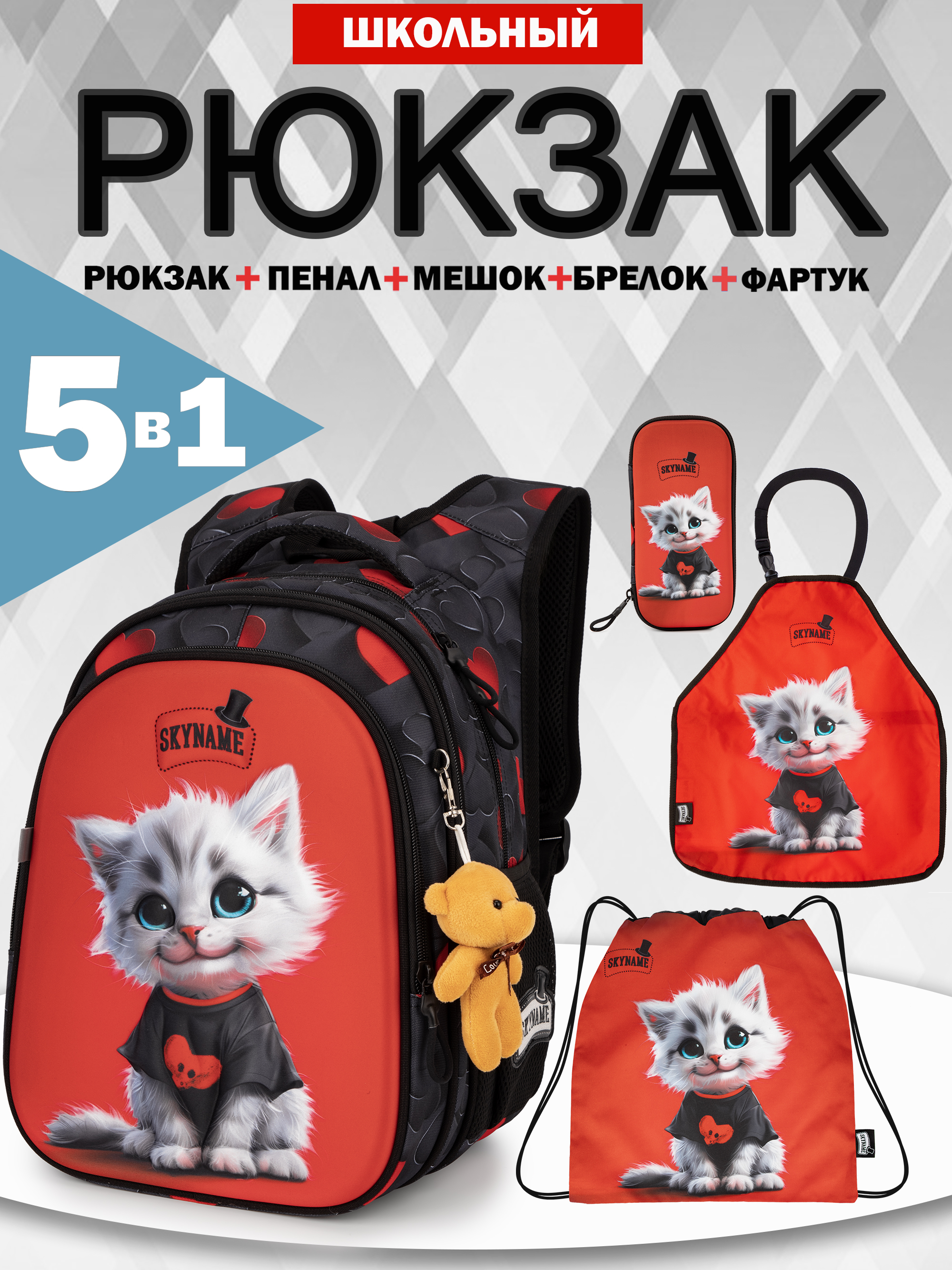 Рюкзак SkyName 1-4 класс, набор 5 в 1 - фото 1