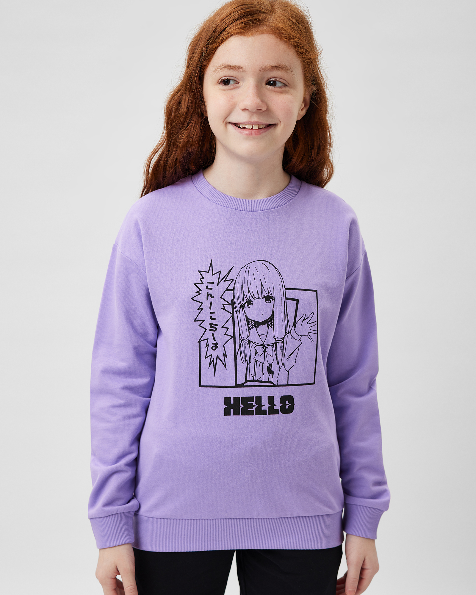 Изображение товара Свитшот Futurino Фиолетовый с принтом аниме (детский) 140