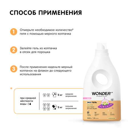 Гель для стирки WONDER Lab Цветы хлопка с 0месяцев 1л