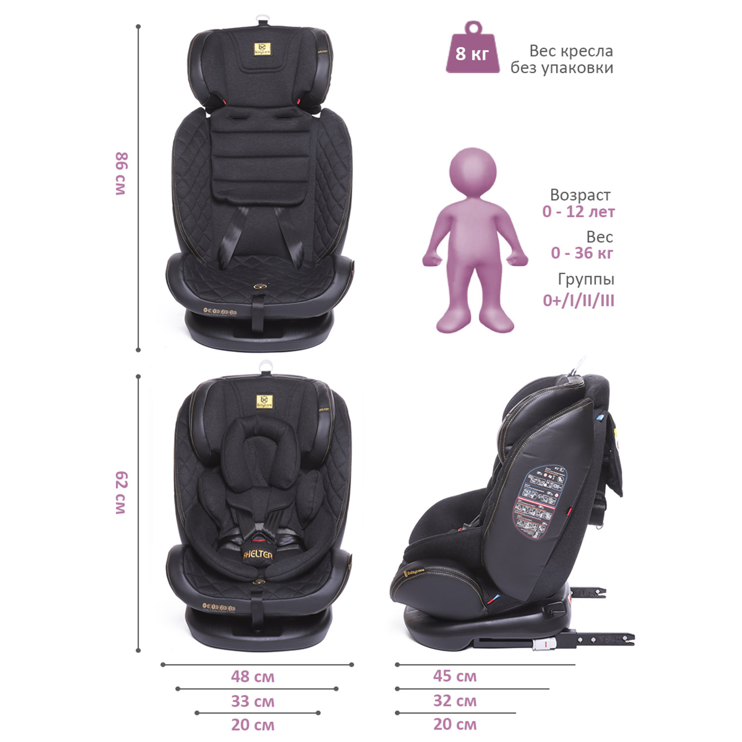 Автокресло BabyCare Shelter Isofix 0+/1/2/3 (0-36 кг) - фото 8