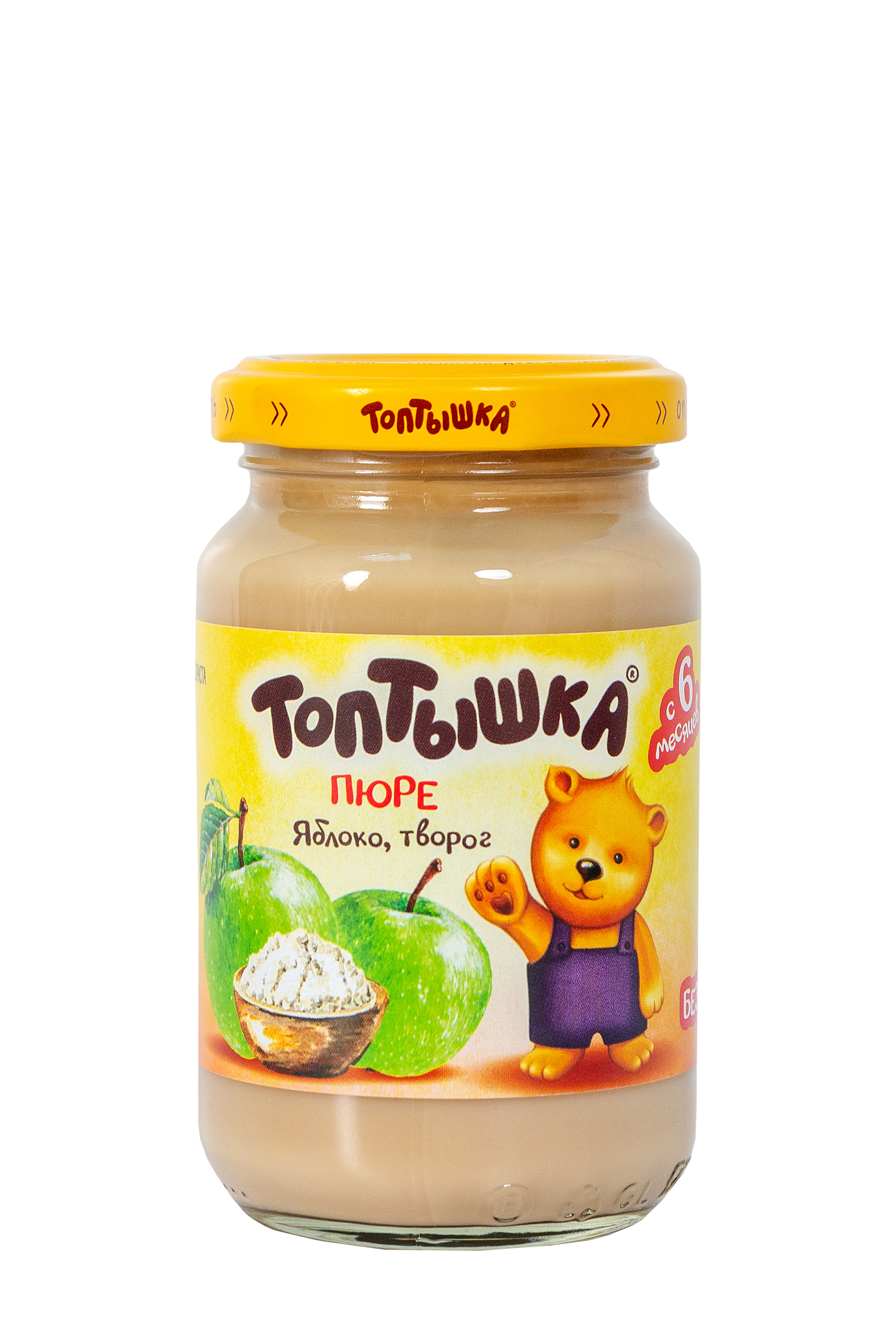 Пюре Топтышка Яблоко-творог с 6 мес 190 г - фото 1
