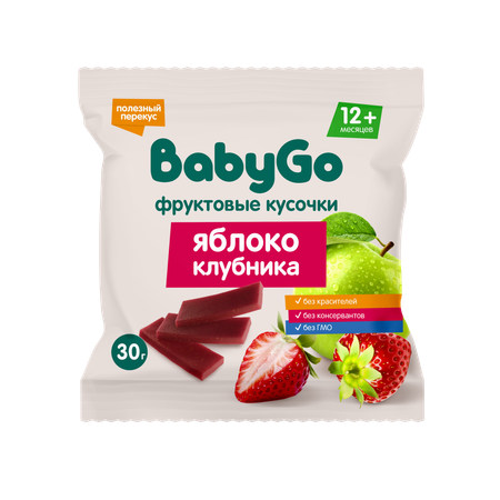 Кусочки фруктовые BabyGo из яблок и клубники 30г