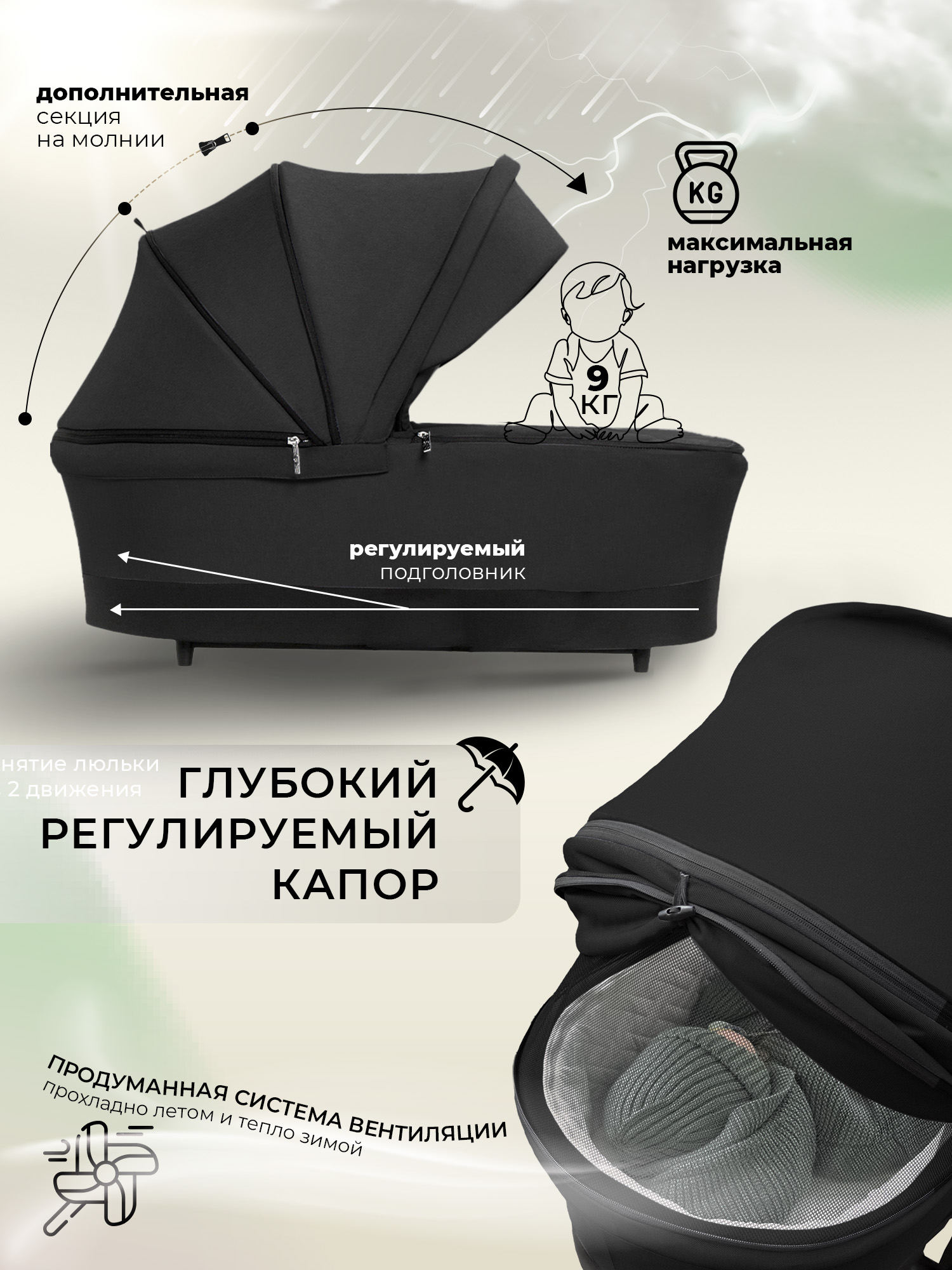 Люлька Sweet Baby Stella Black - фото 4