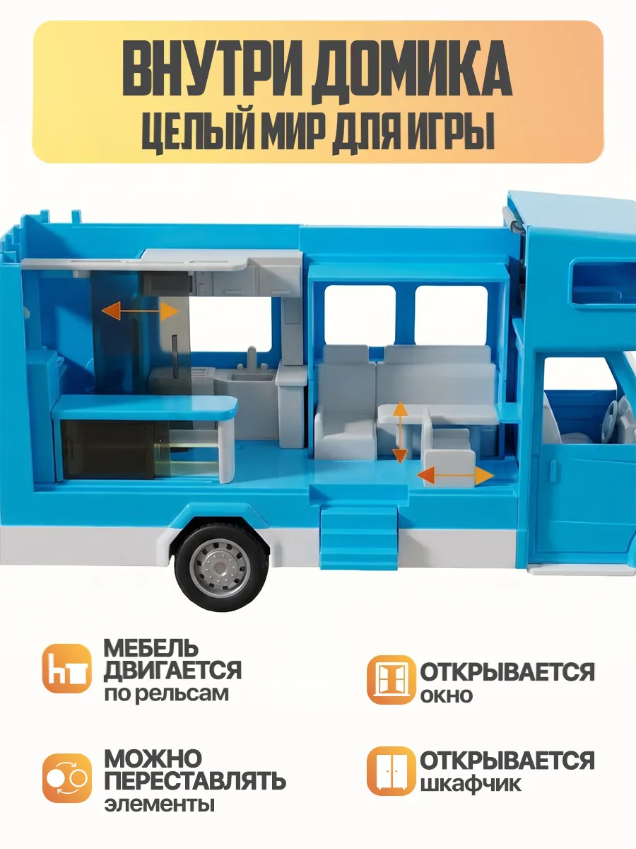 Автомобиль Libom Голубой 1:32 автодом_голубой_BT0320A - фото 7
