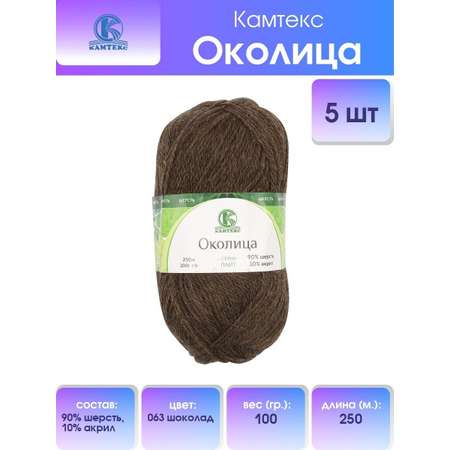 Пряжа Камтекс Околица шерстяная с ворсом 100 г 250 м 063 шоколад 5 мотков