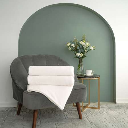 Плед 150х200 см Solo Decorica плотность 260 гр на кровать диван цвет экрю