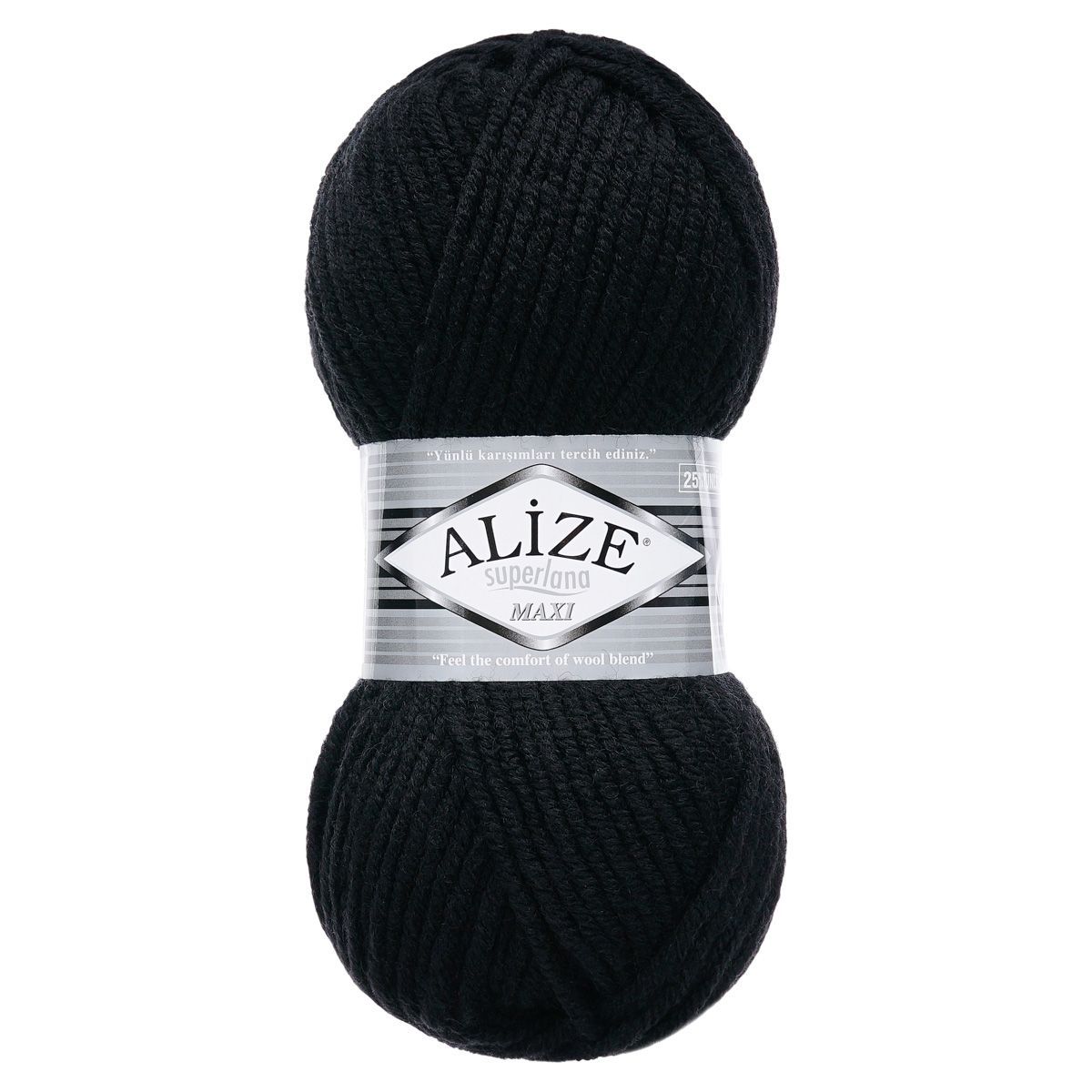 Пряжа Alize полушерстяная мягкая теплая Superlana maxi 100 гр 100 м 5 мотков 60 черный - фото 7